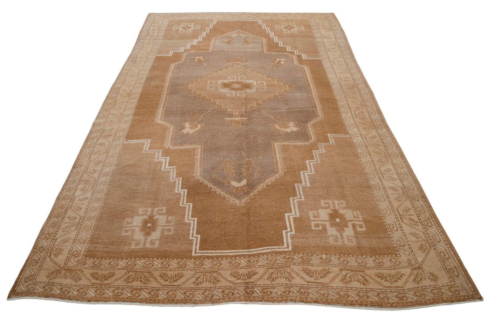 VIintage Turkish Rug - Natural Sheep Wool Hand-Knotted Undyed Beige Tan - 6'2 X 11'3 - 5