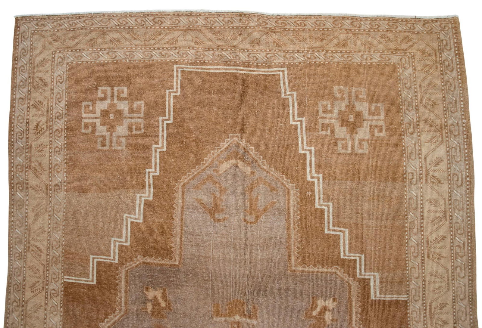 VIintage Turkish Rug - Natural Sheep Wool Hand-Knotted Undyed Beige Tan - 6'2 X 11'3 - 7