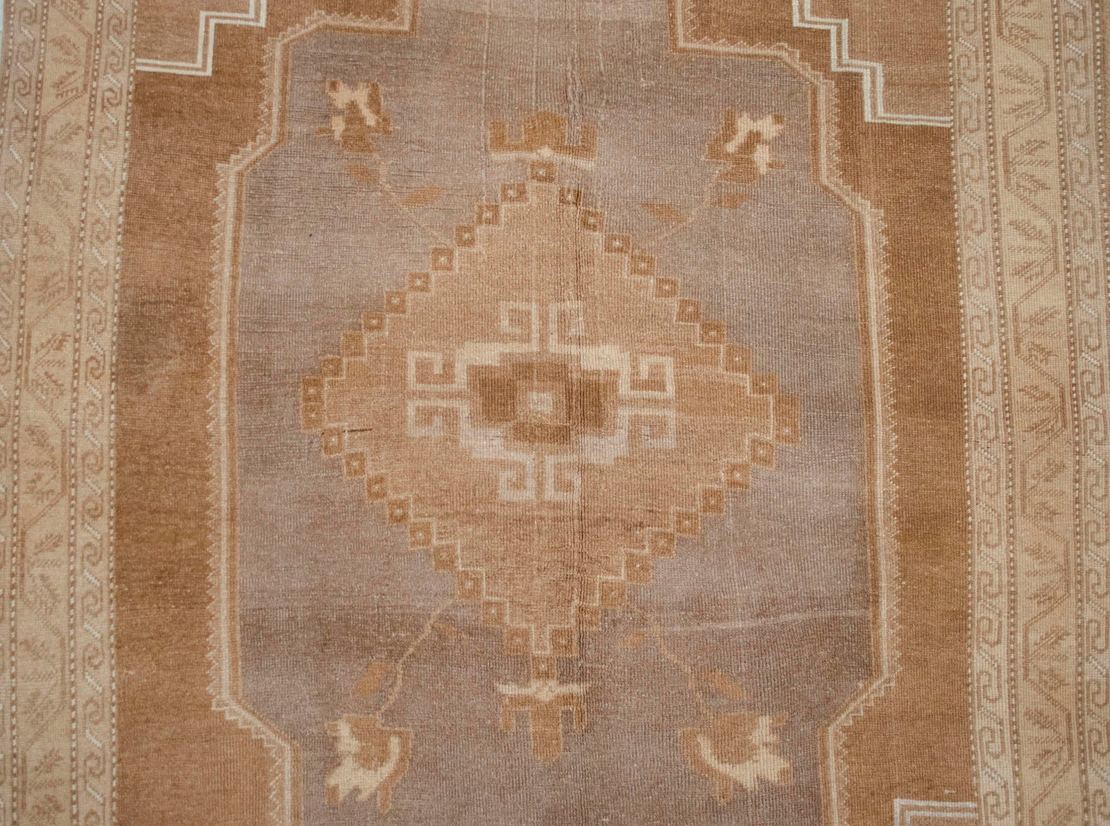 VIintage Turkish Rug - Natural Sheep Wool Hand-Knotted Undyed Beige Tan - 6'2 X 11'3 - 8