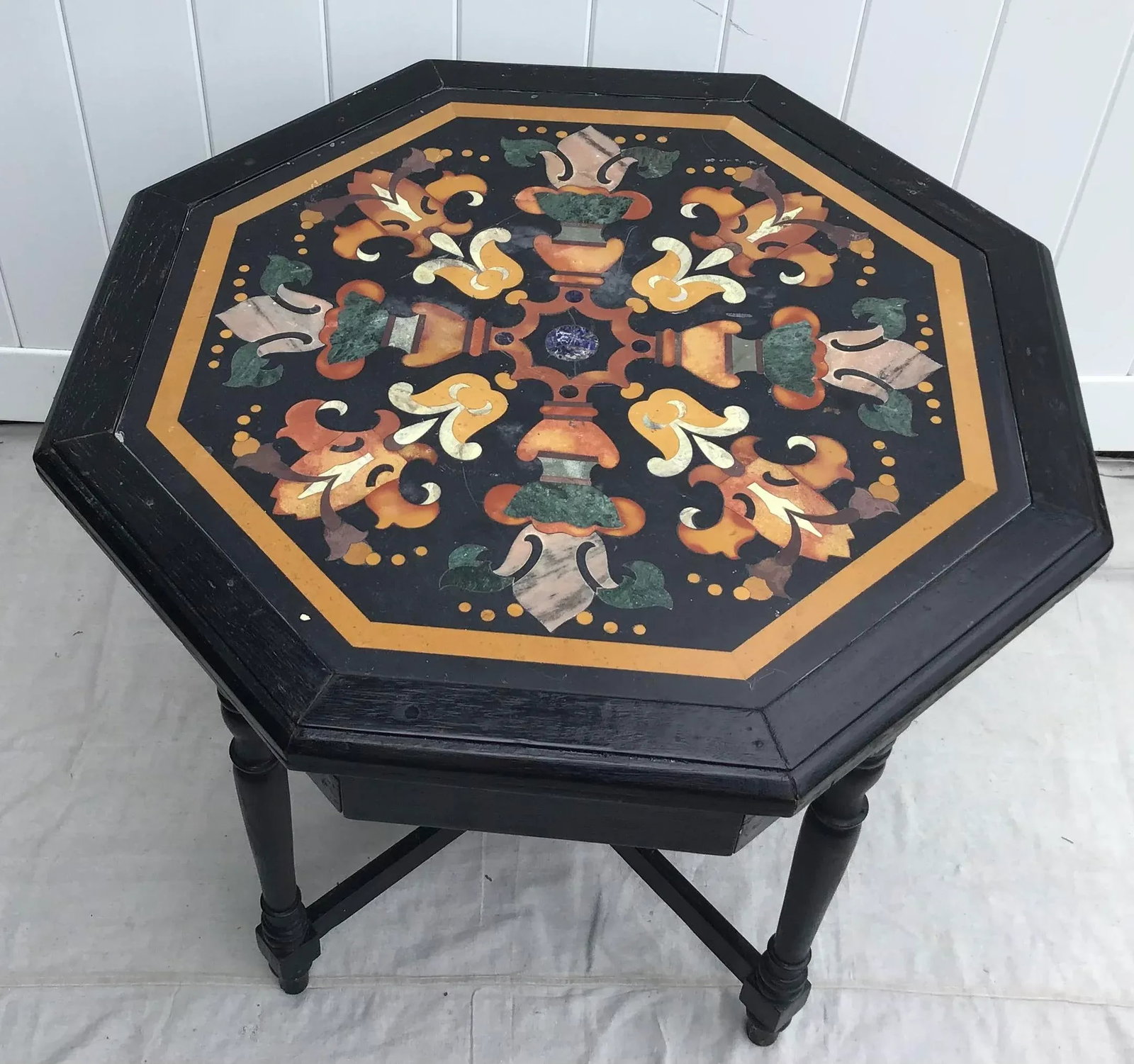 Antique Italian Pietra Dura Octagonal Center Table - 6