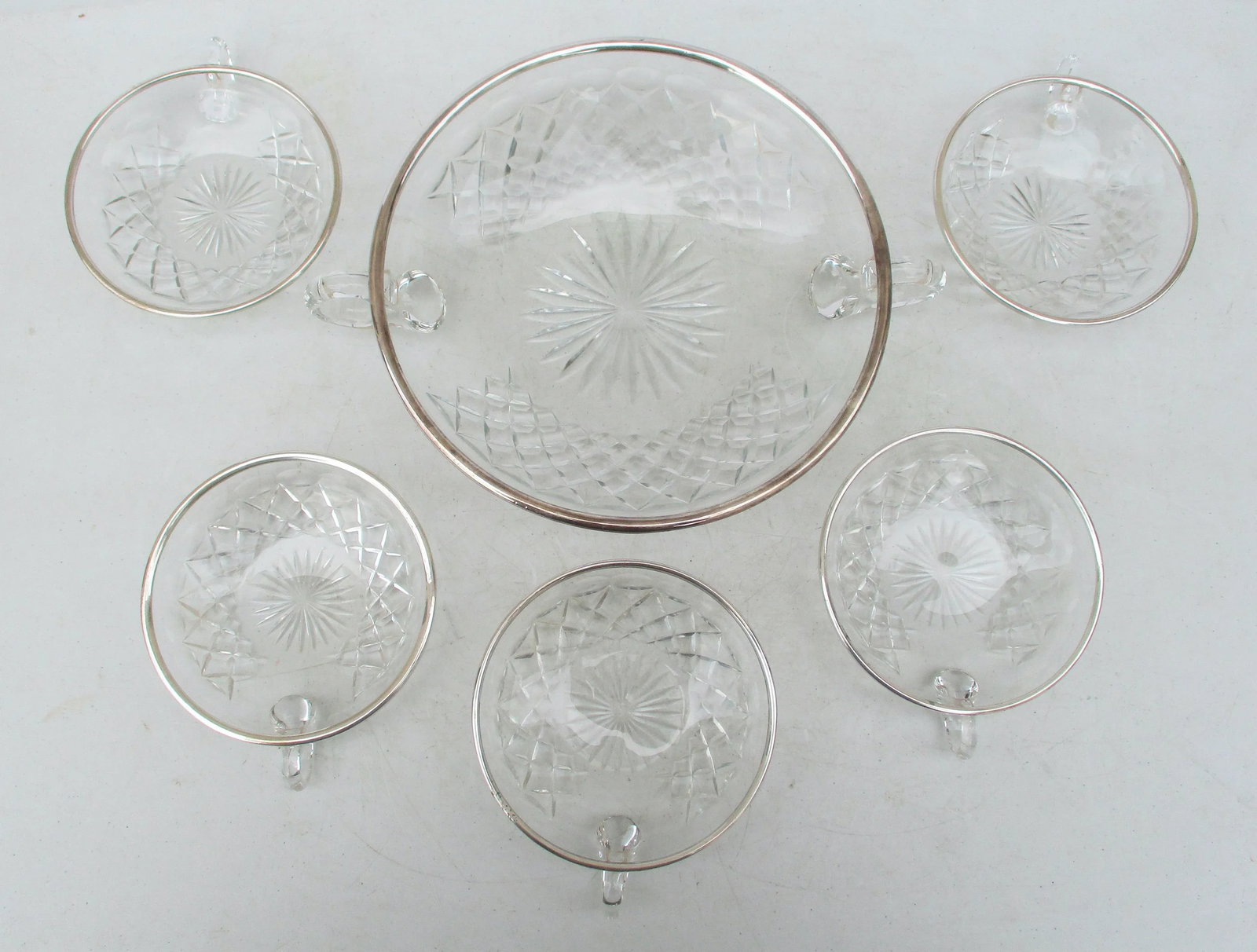 Antique Crystal & Silver Fruit Serving Set- 6 Pieces - 2