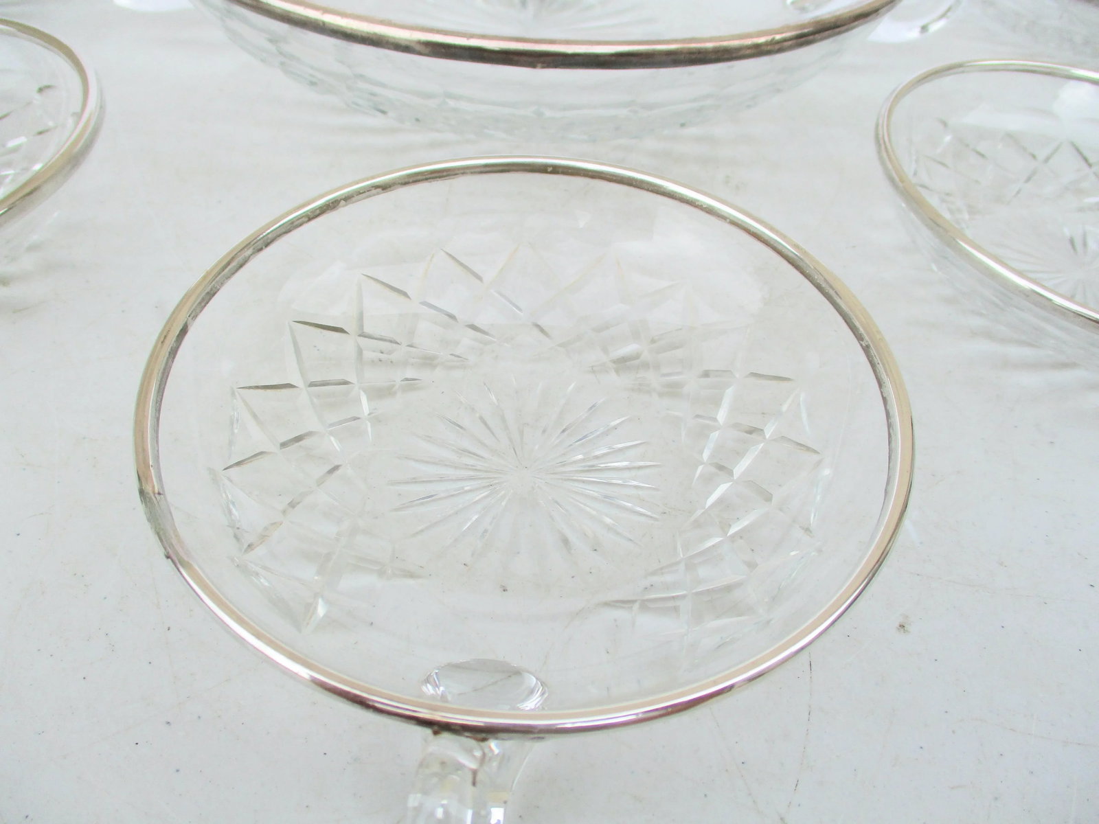 Antique Crystal & Silver Fruit Serving Set- 6 Pieces - 4