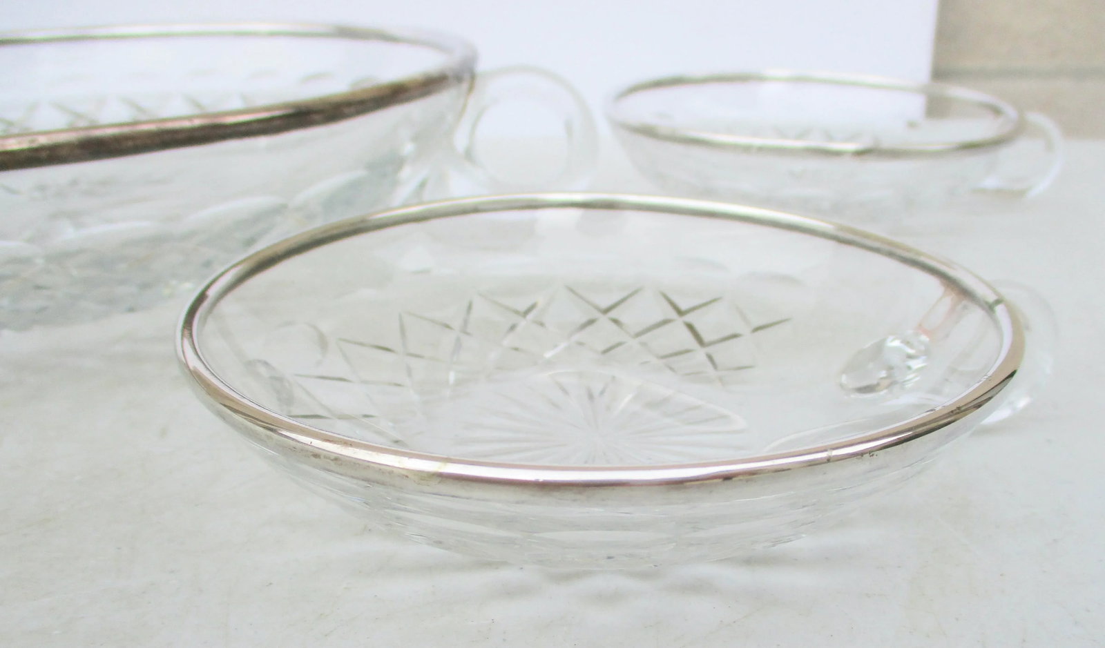 Antique Crystal & Silver Fruit Serving Set- 6 Pieces - 5