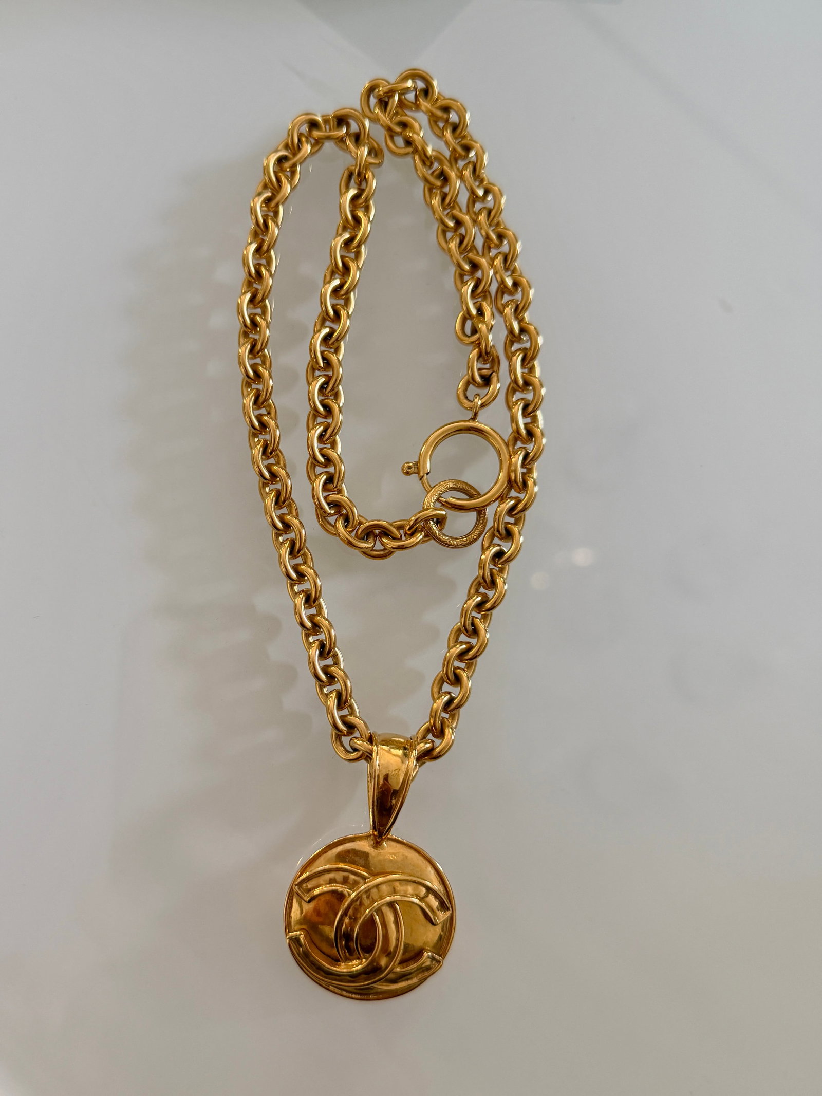 Chanel 1994 Spring Collection CC Logo Medallion Necklace in Gold Plate - 12
