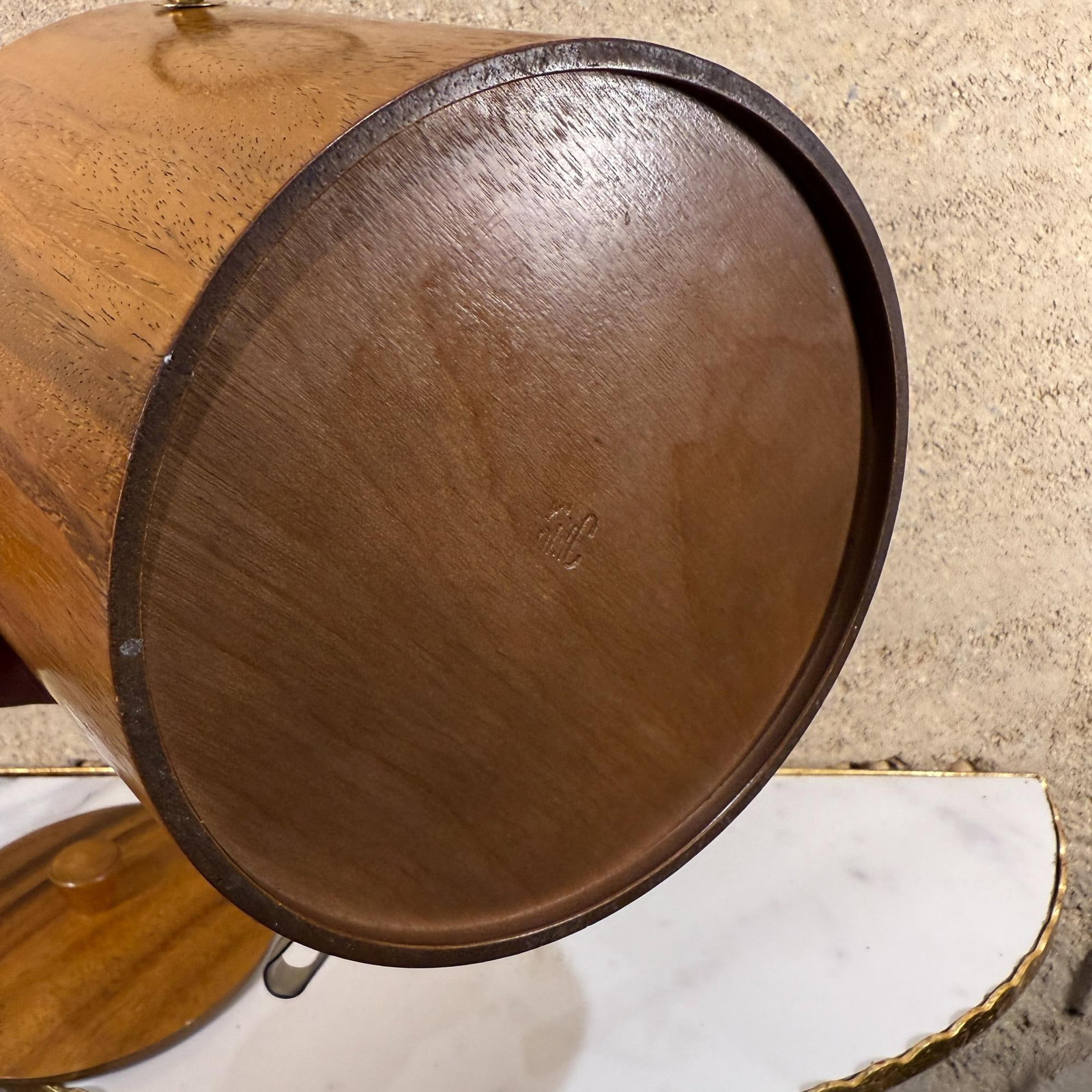 1960s Modern Barware Walnut Wood Ice Bucket & Stainless Steel Tongs Set- 2 Pieces - 14
