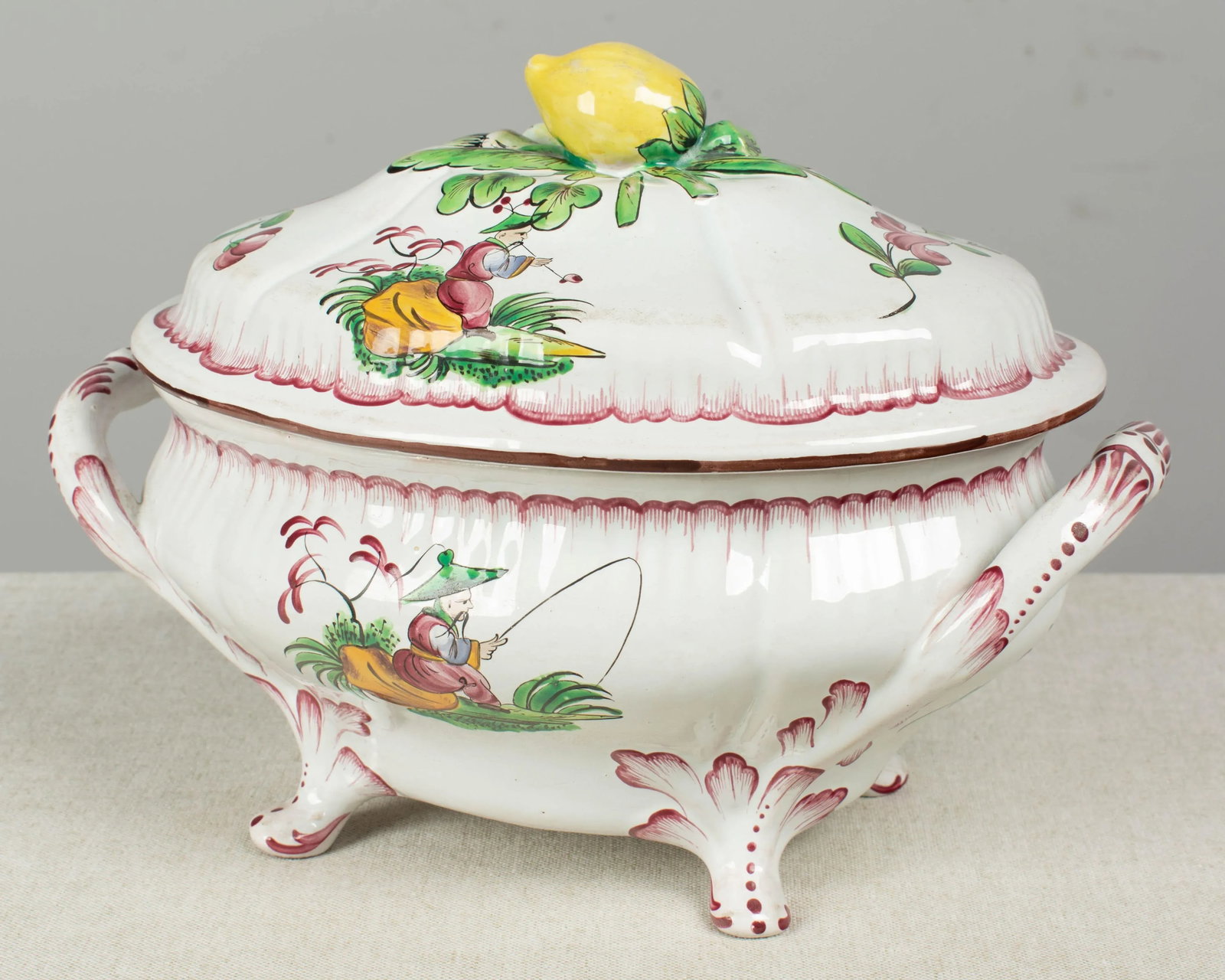 French Hand-Painted Faience Soup Tureen - 6