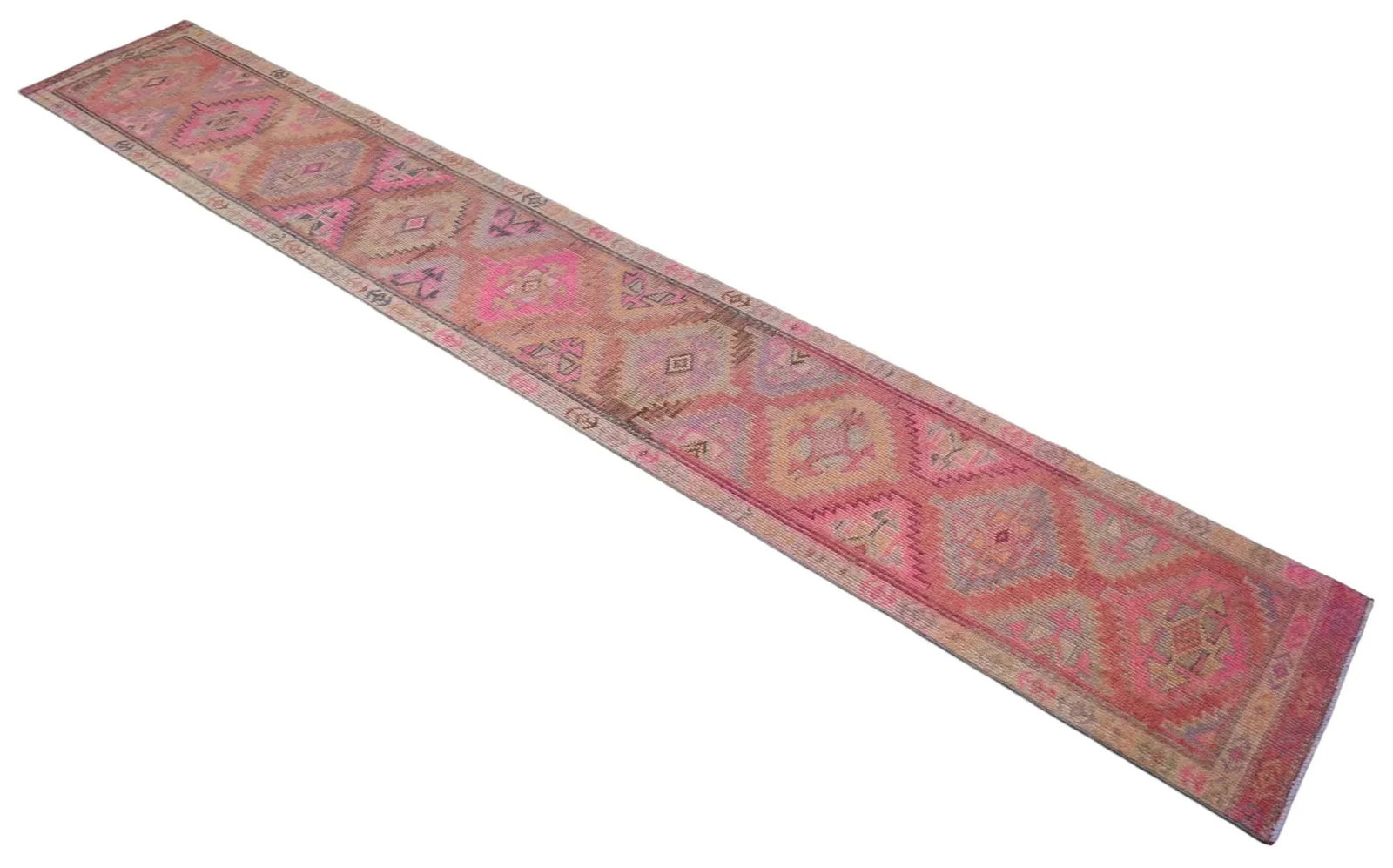 Distressed Oushak Hand Knotted Runner - 2"²2"³ × 13"²4"³ - 7