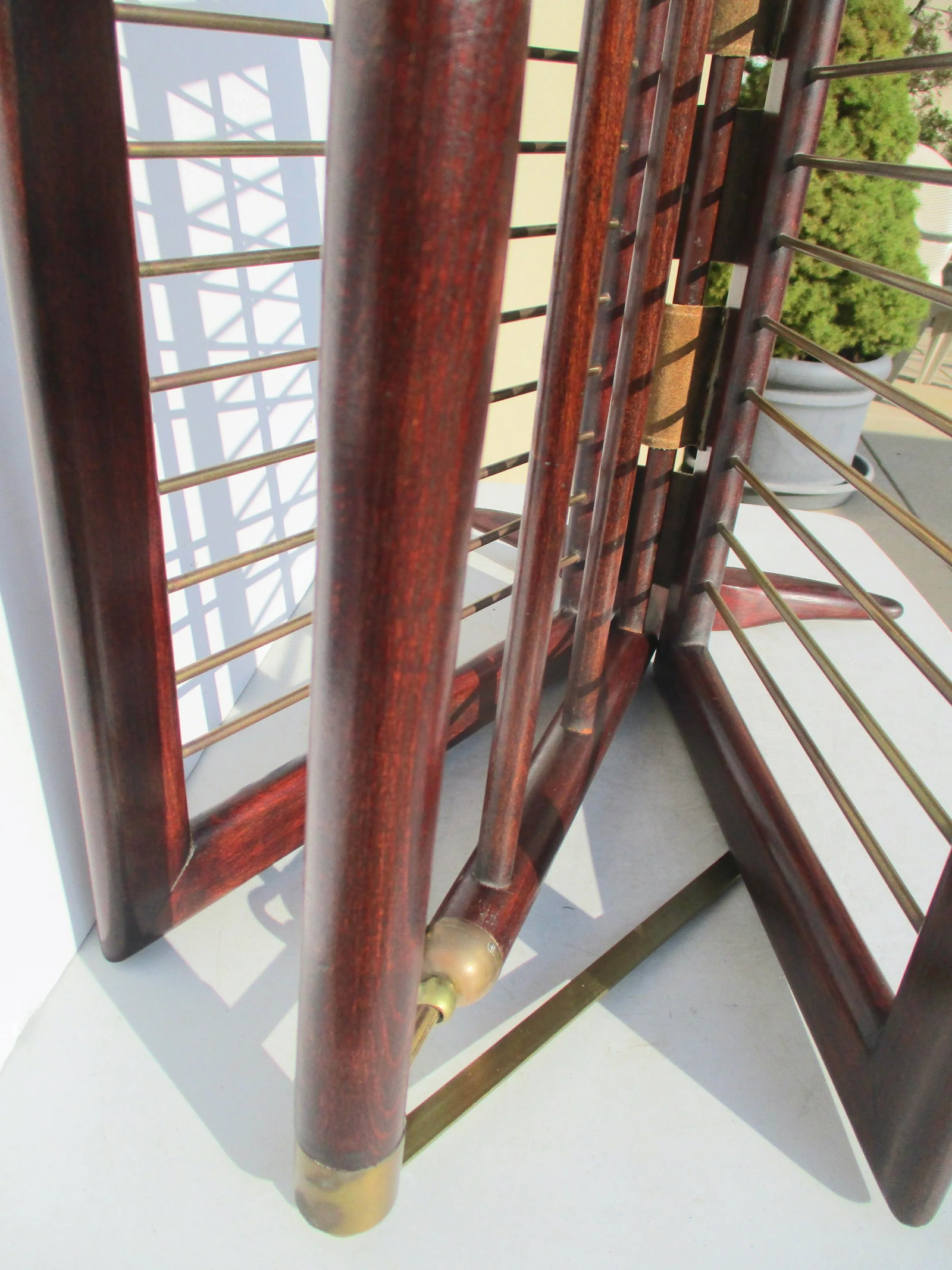 C. 1950s Cesare Lacca Design Mahogany and Brass Magazine Rack - 7