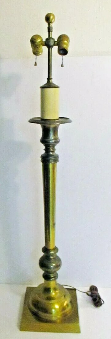 1950s Chapman Hollywood Regency Brass Candlestick Buffet Lamps - a Pair - 2