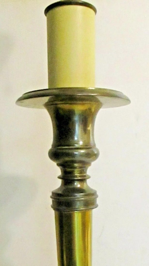 1950s Chapman Hollywood Regency Brass Candlestick Buffet Lamps - a Pair - 3