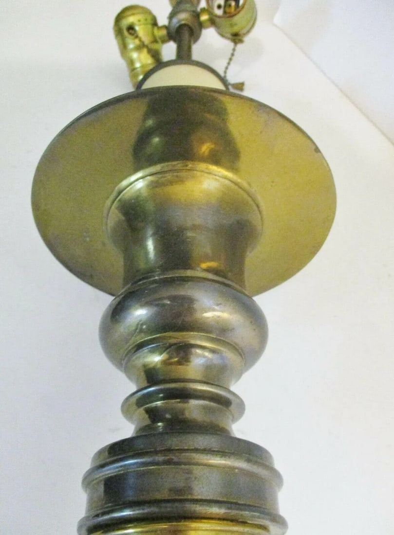 1950s Chapman Hollywood Regency Brass Candlestick Buffet Lamps - a Pair - 9