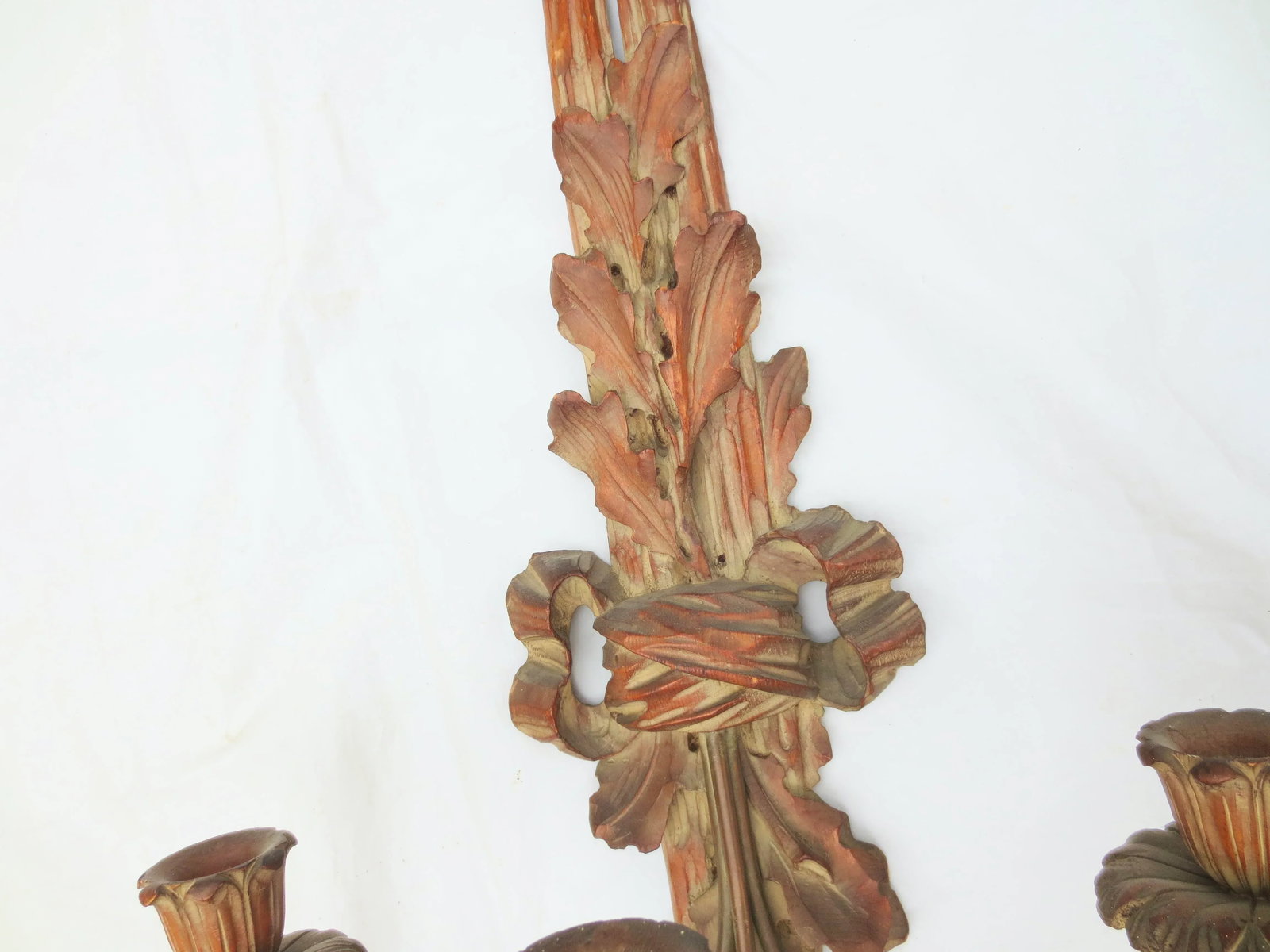 Early 20th Century Carved Wooden Beaux Arts Sconces - A Pair - 4