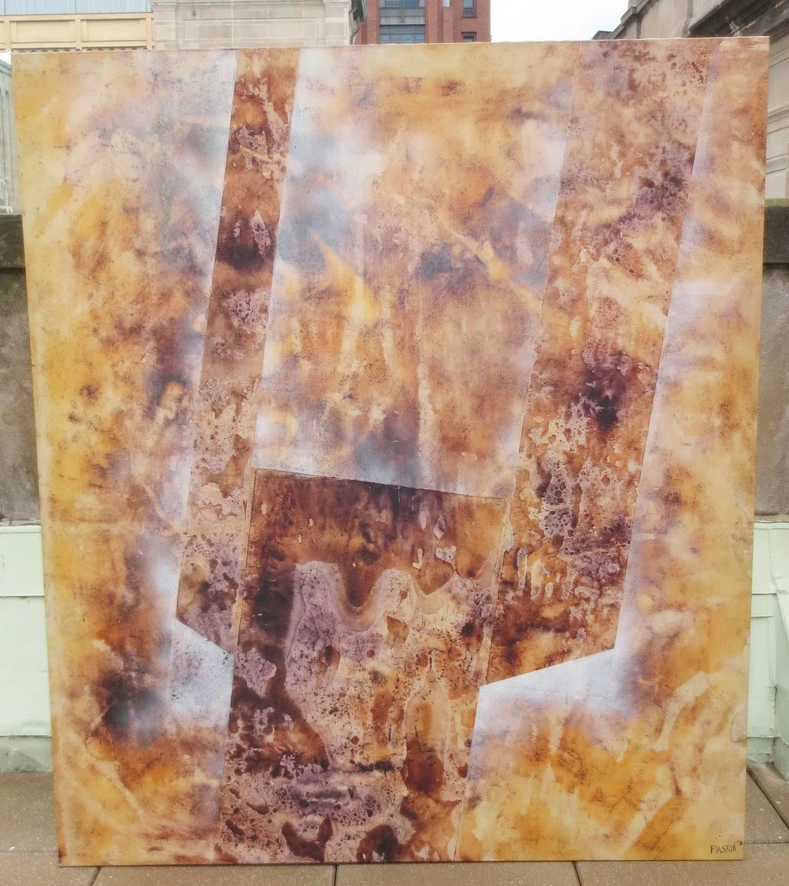 1976 Abstract Expressionist Mixed-Media Painting Signed Paskin - 2