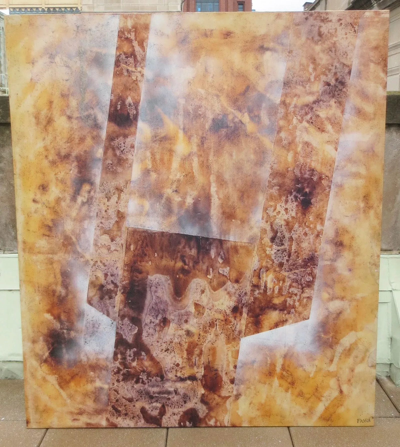 1976 Abstract Expressionist Mixed-Media Painting Signed Paskin - 7