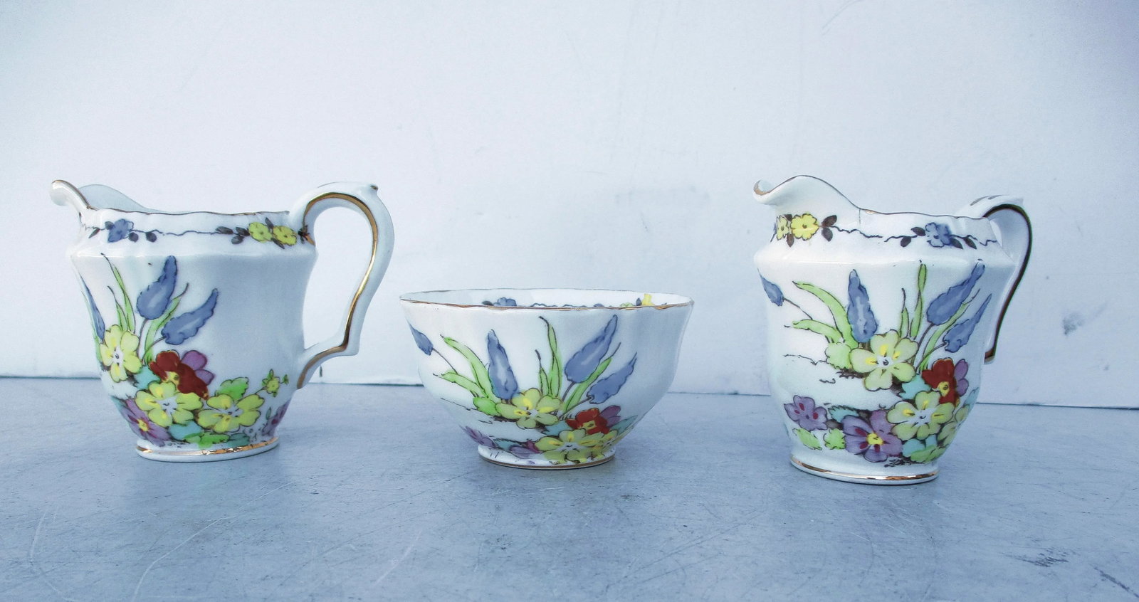 1930s Crown Staffordshire Demitasse Sugar and Creamers Set- 3 Pieces - 2