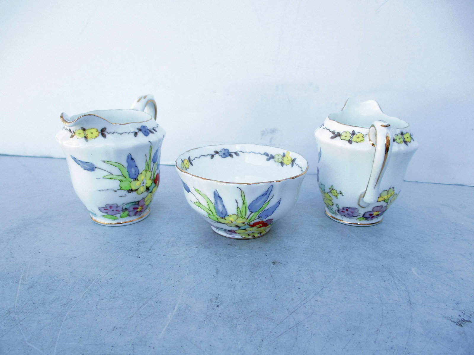 1930s Crown Staffordshire Demitasse Sugar and Creamers Set- 3 Pieces - 4