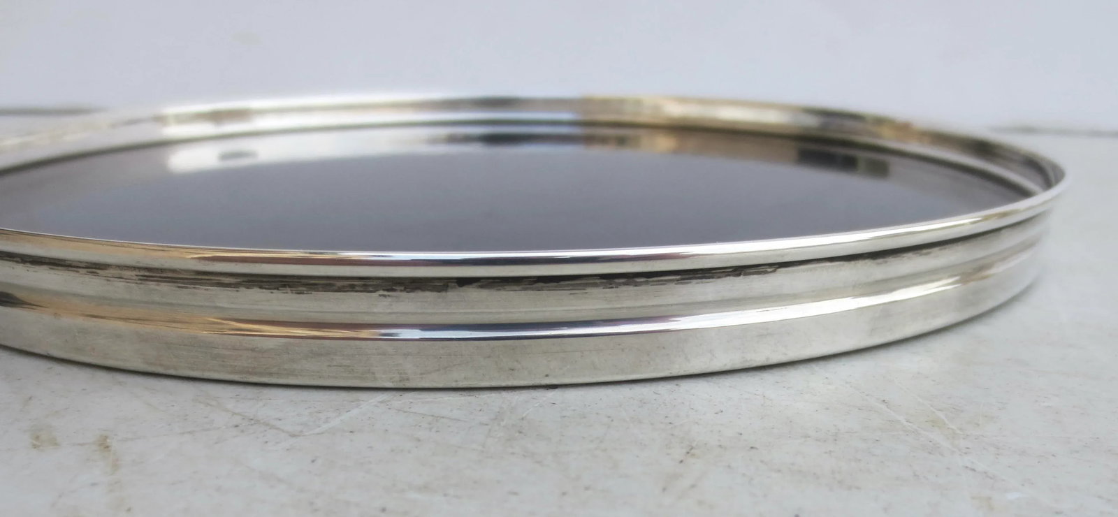 Sterling Rimmed Tray With Black Plateau Circa 1940s' - 2