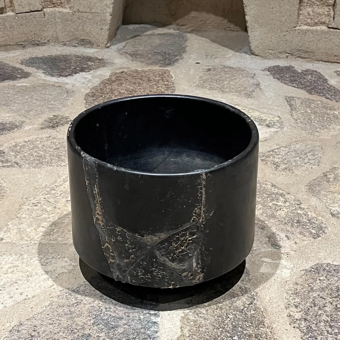 1960s Gainey Pottery Footed Black Planter Architectural Modern - 2