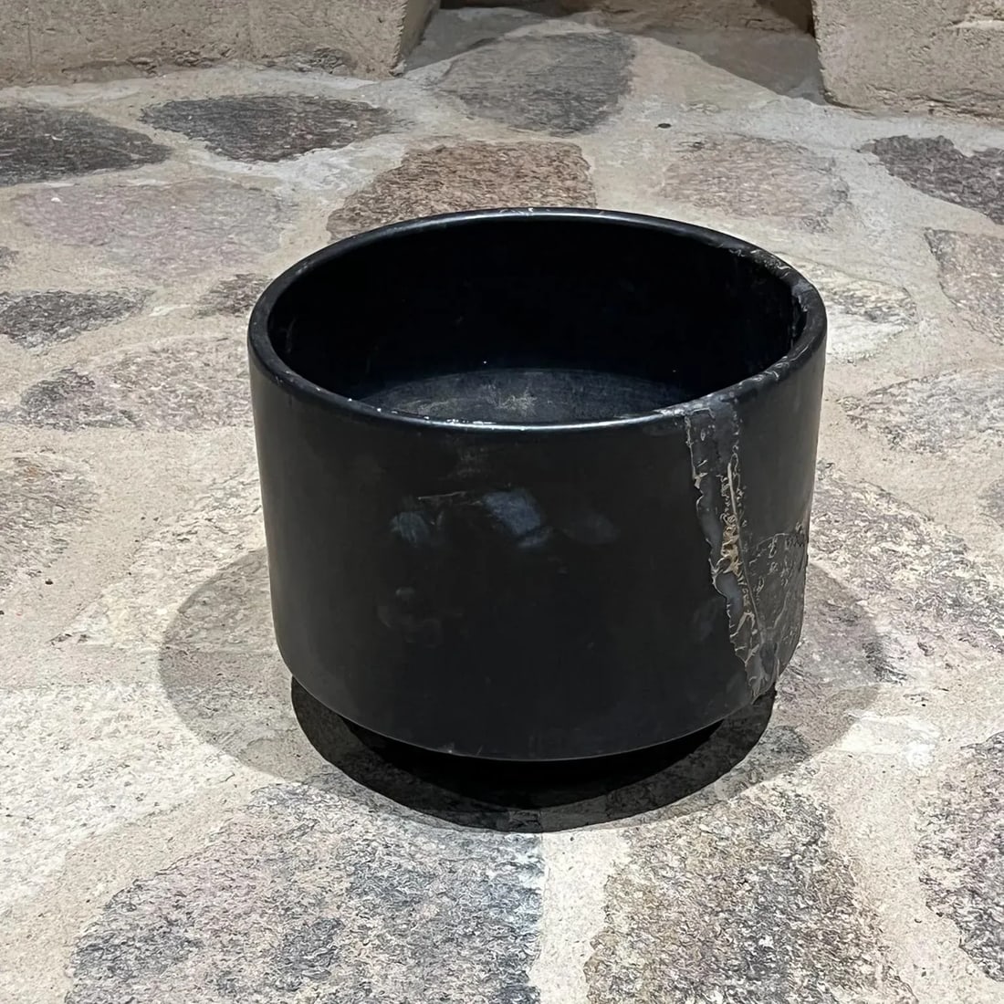 1960s Gainey Pottery Footed Black Planter Architectural Modern - 3
