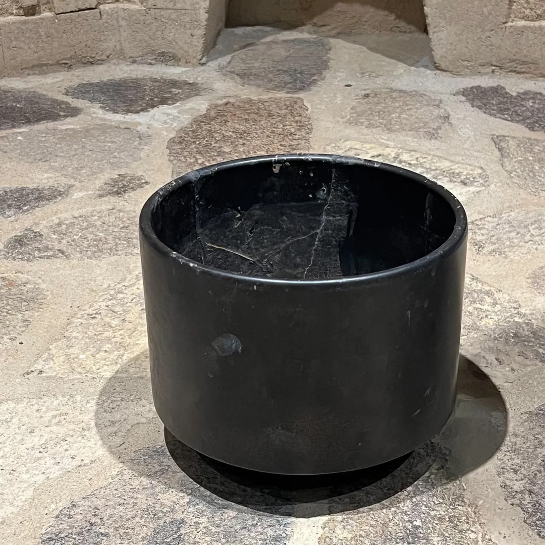 1960s Gainey Pottery Footed Black Planter Architectural Modern - 4