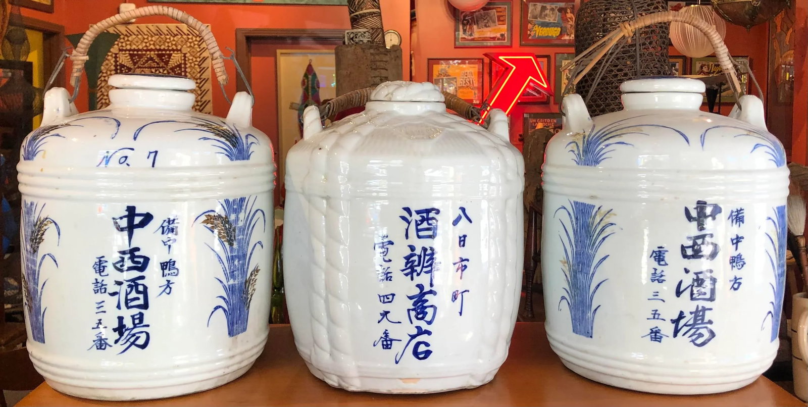 Set of Three Large Ceramic Sake Barrels - 13