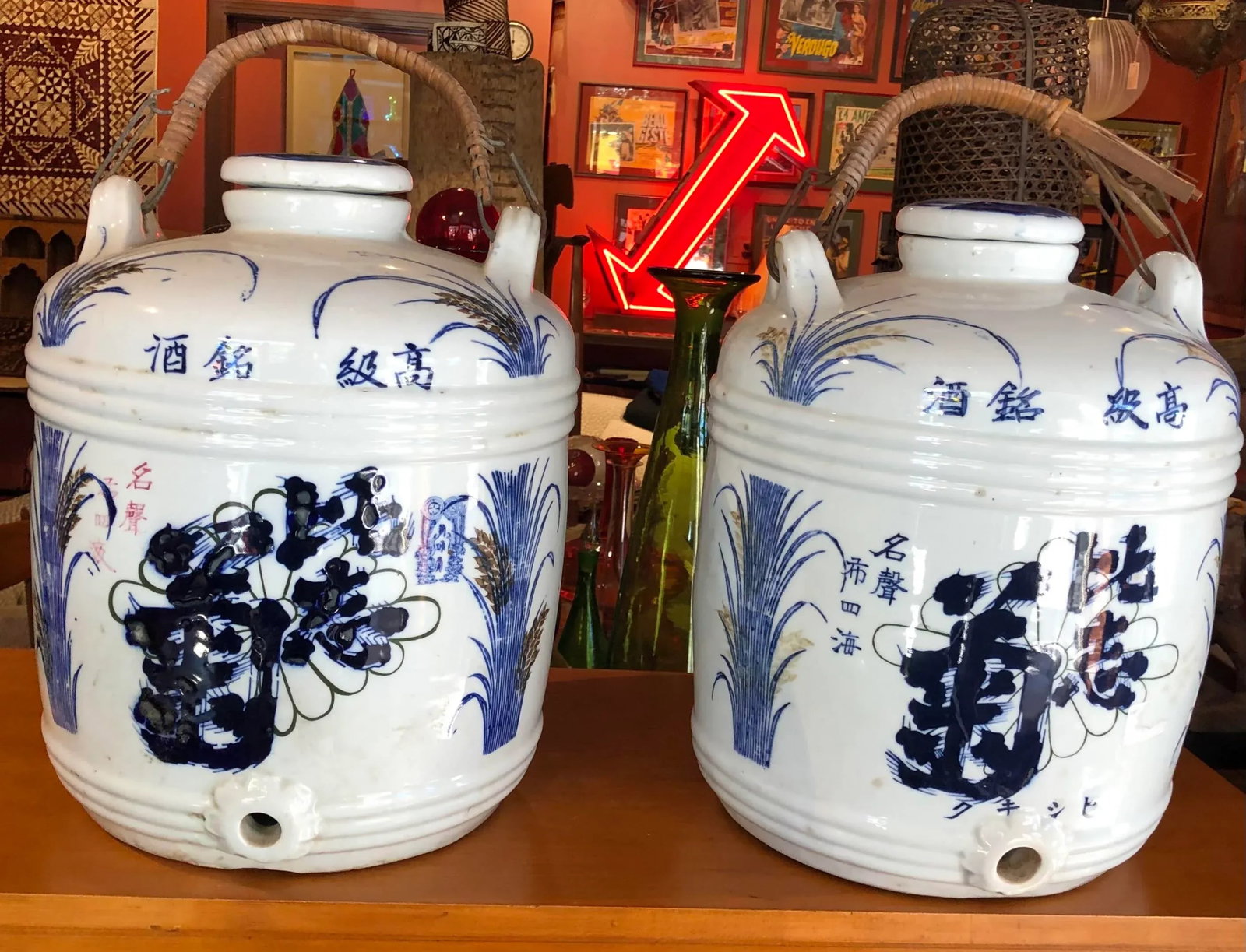 Set of Three Large Ceramic Sake Barrels - 2
