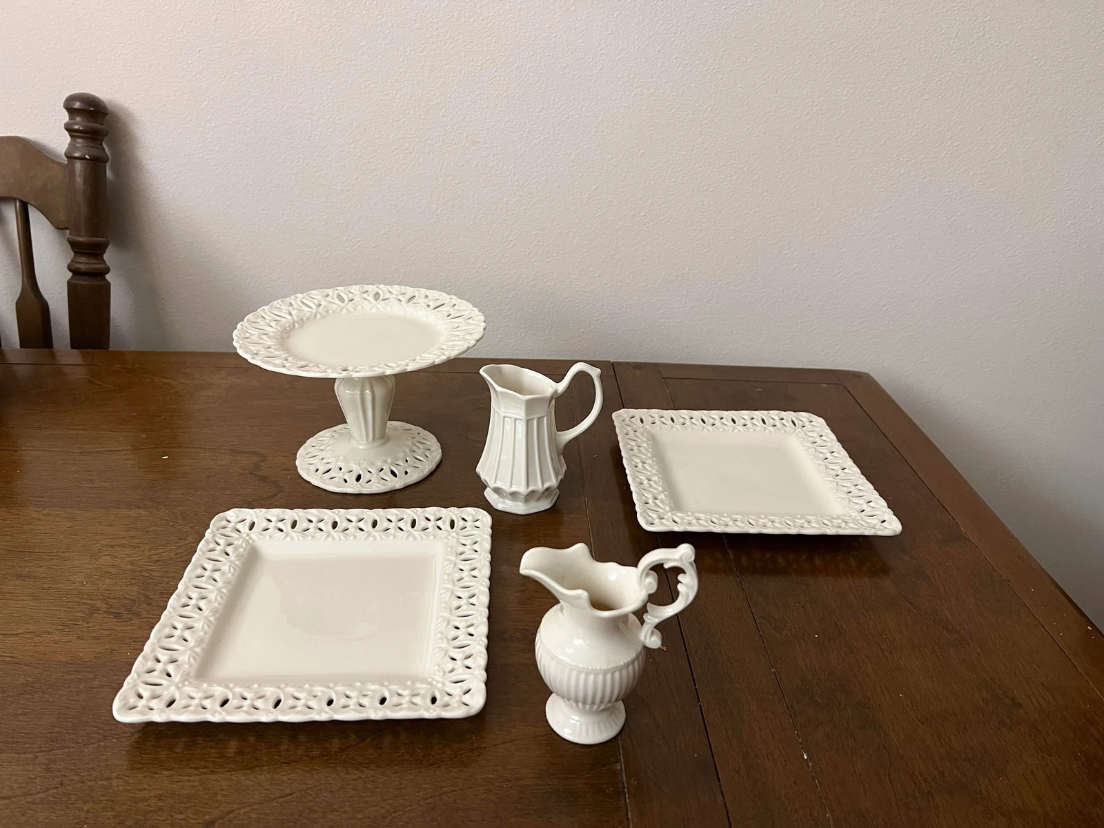 Vintage Cream/Ivory Lace Dessert Set by Godinger - 5 Pieces - 5