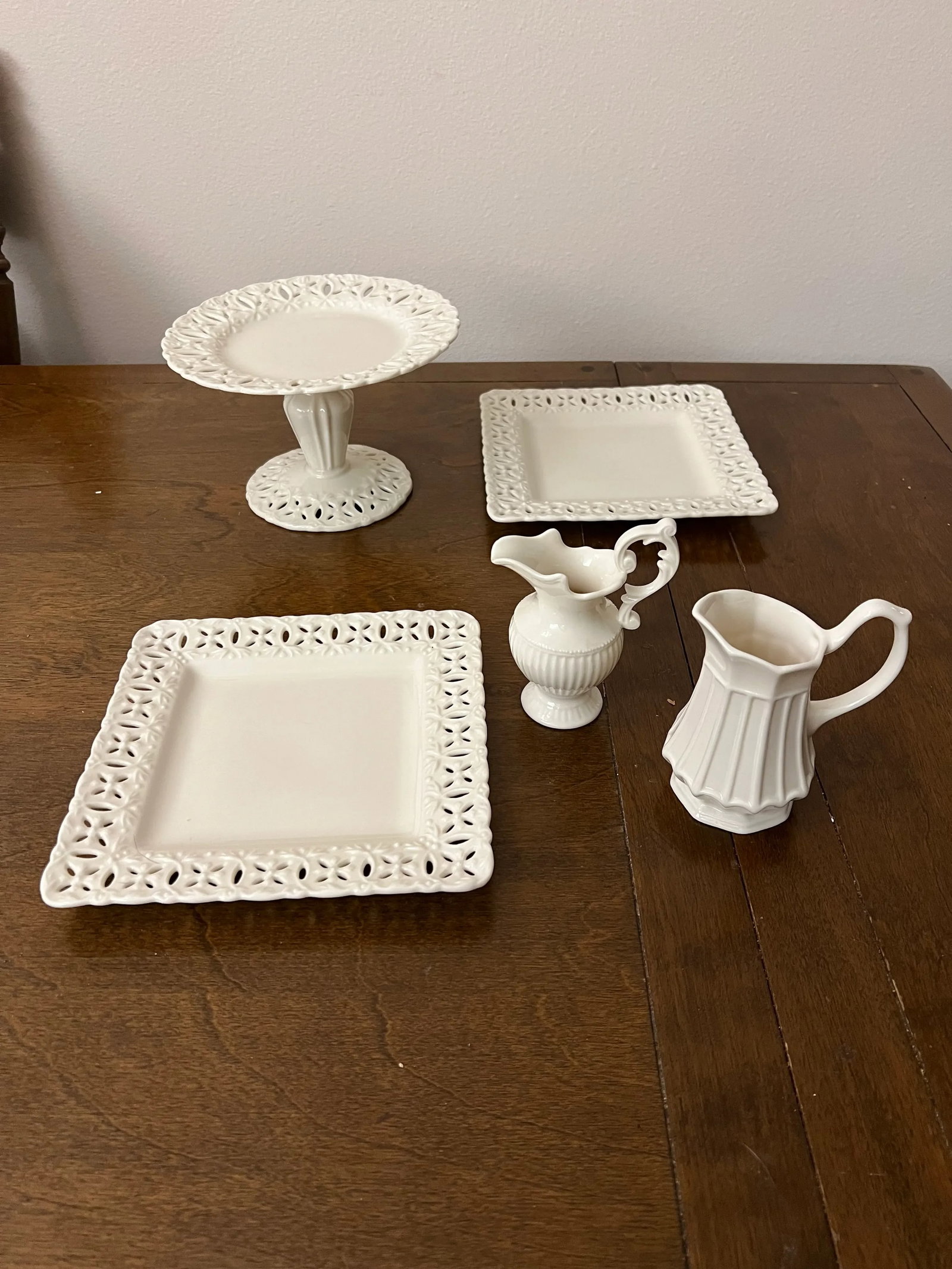 Vintage Cream/Ivory Lace Dessert Set by Godinger - 5 Pieces - 8