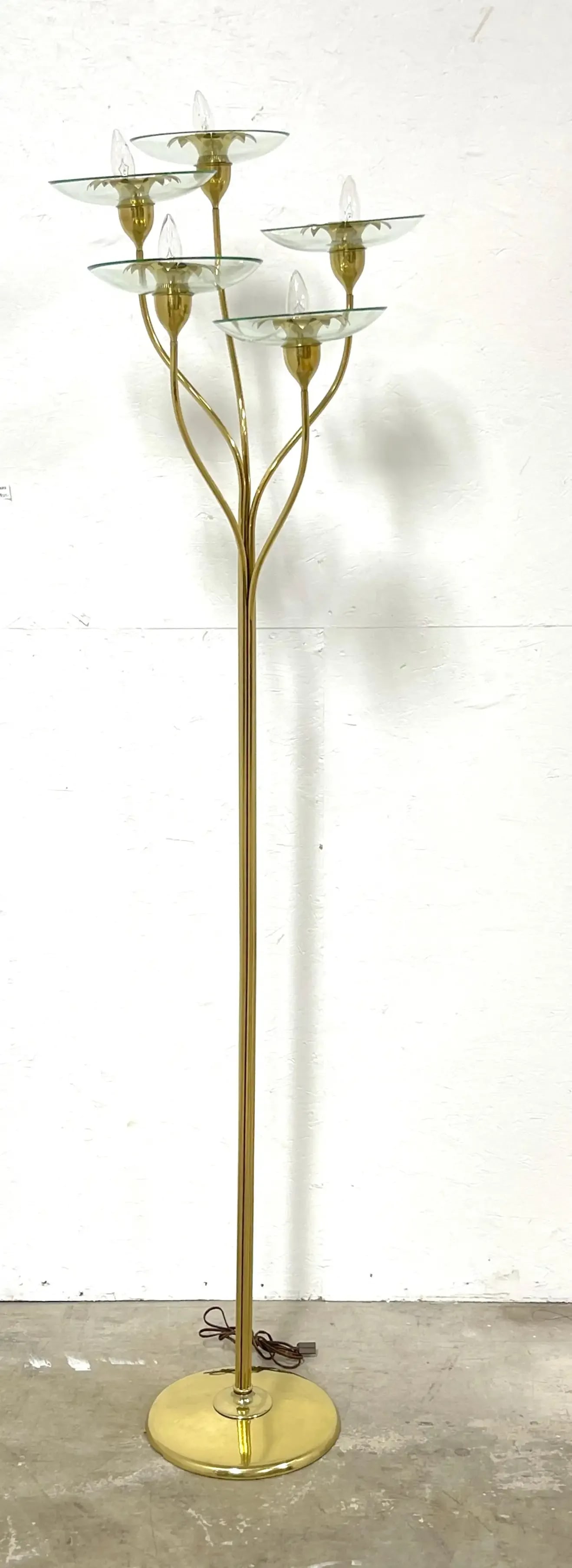 Early 20th Century Pietro Chiesa for Fontana Arte Brass & Murano Glass Torchiere - 7