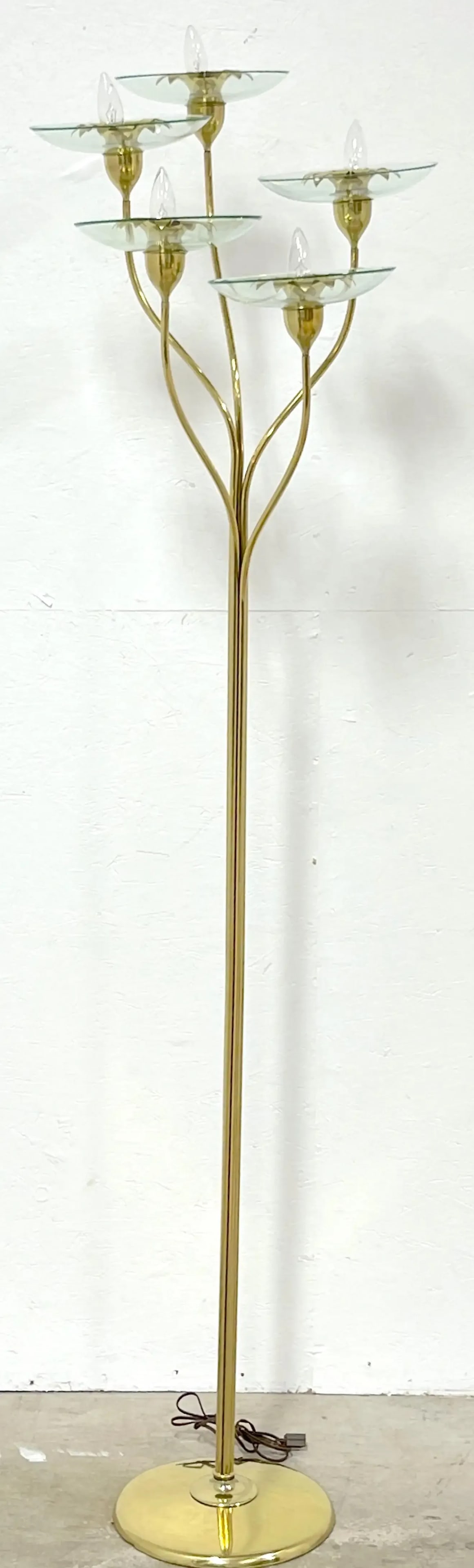 Early 20th Century Pietro Chiesa for Fontana Arte Brass & Murano Glass Torchiere - 9