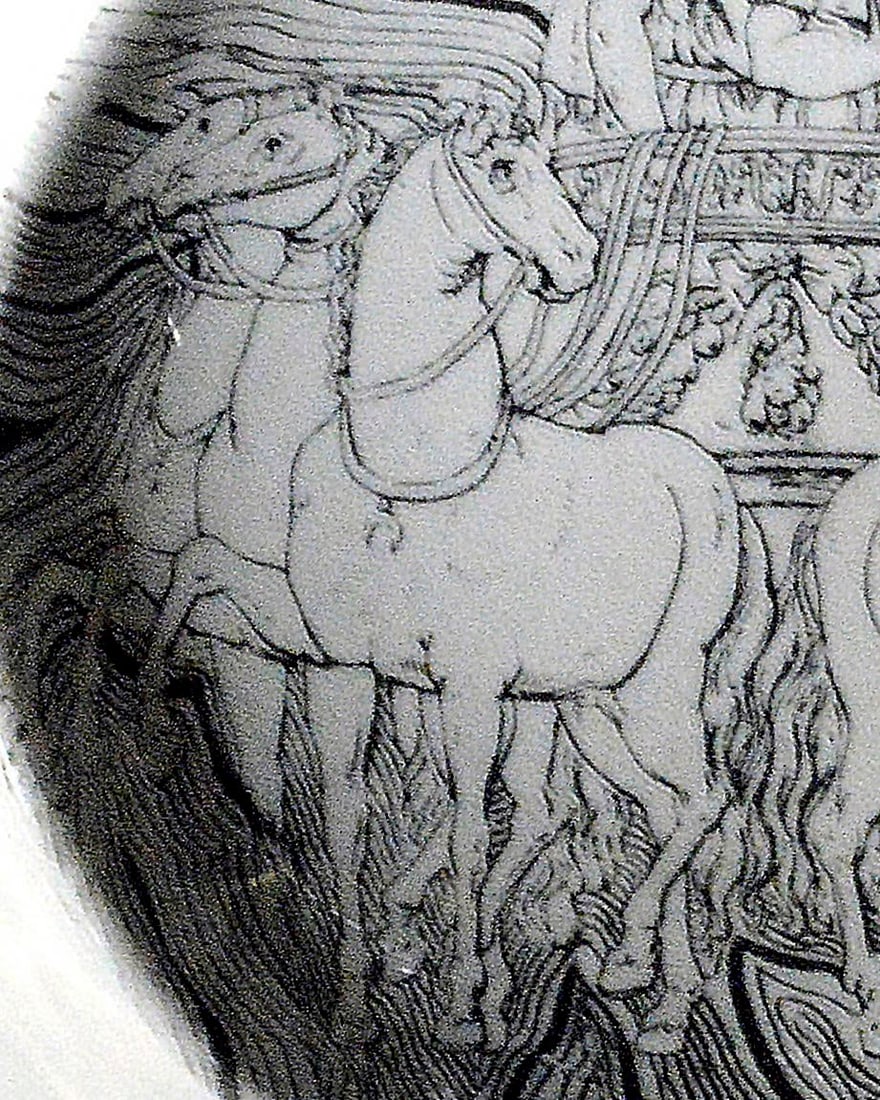 Vintage Piero Fornasetti Black and White Ashtray of a Roman Chariot - 4
