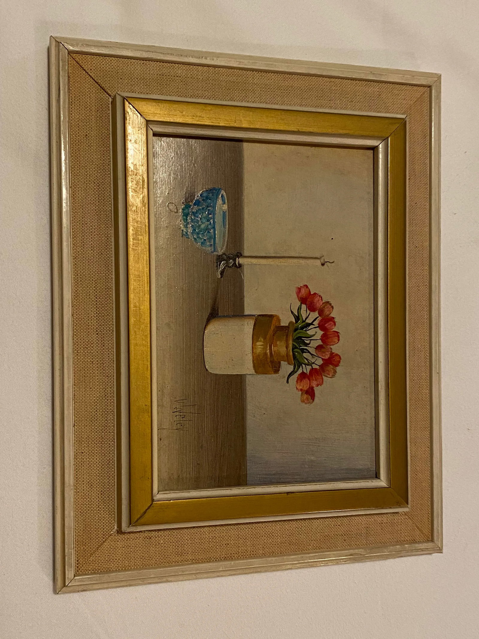 Original Vintage Pair of Miniature Still Life V. Weley Paintings - 7