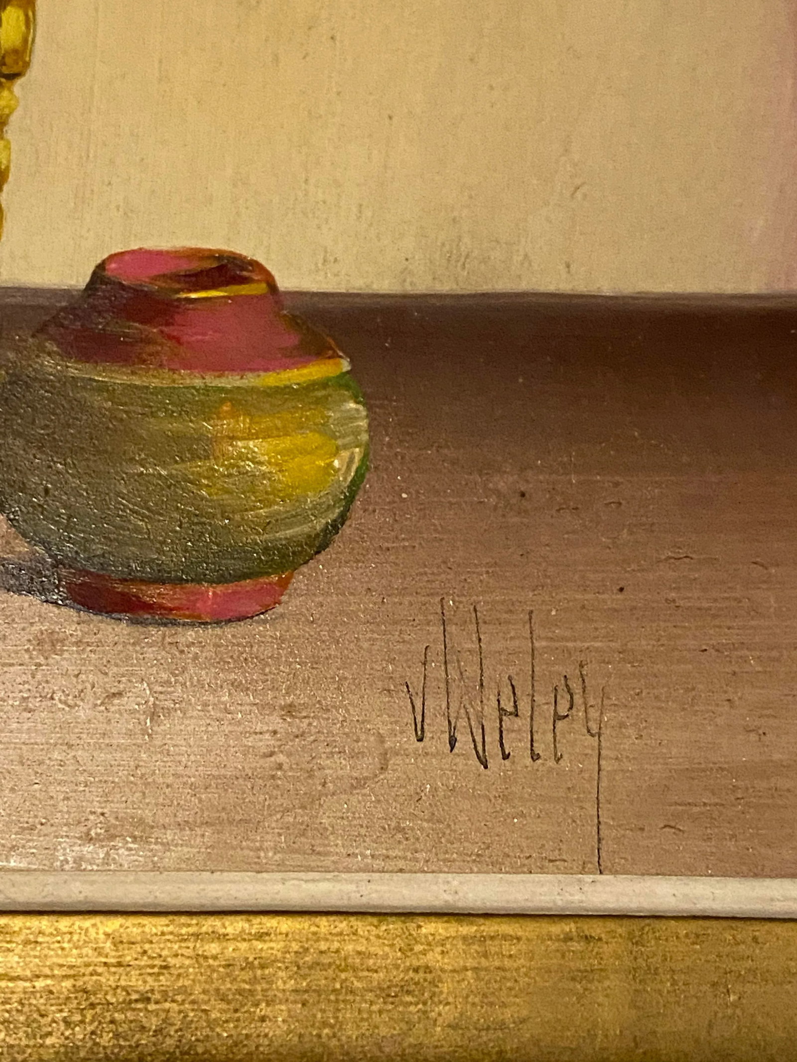 Original Vintage Pair of Miniature Still Life V. Weley Paintings - 7
