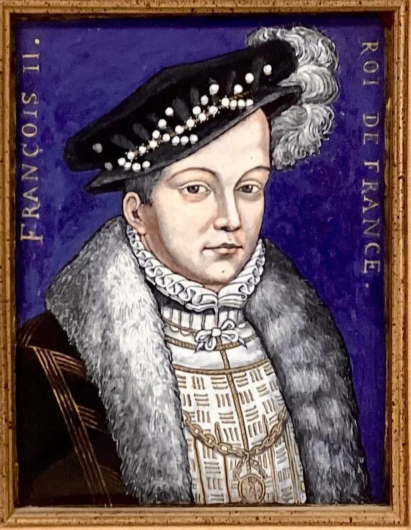 19th Century French Limoges Enamel Portrait Plaque, King Francois II - 2