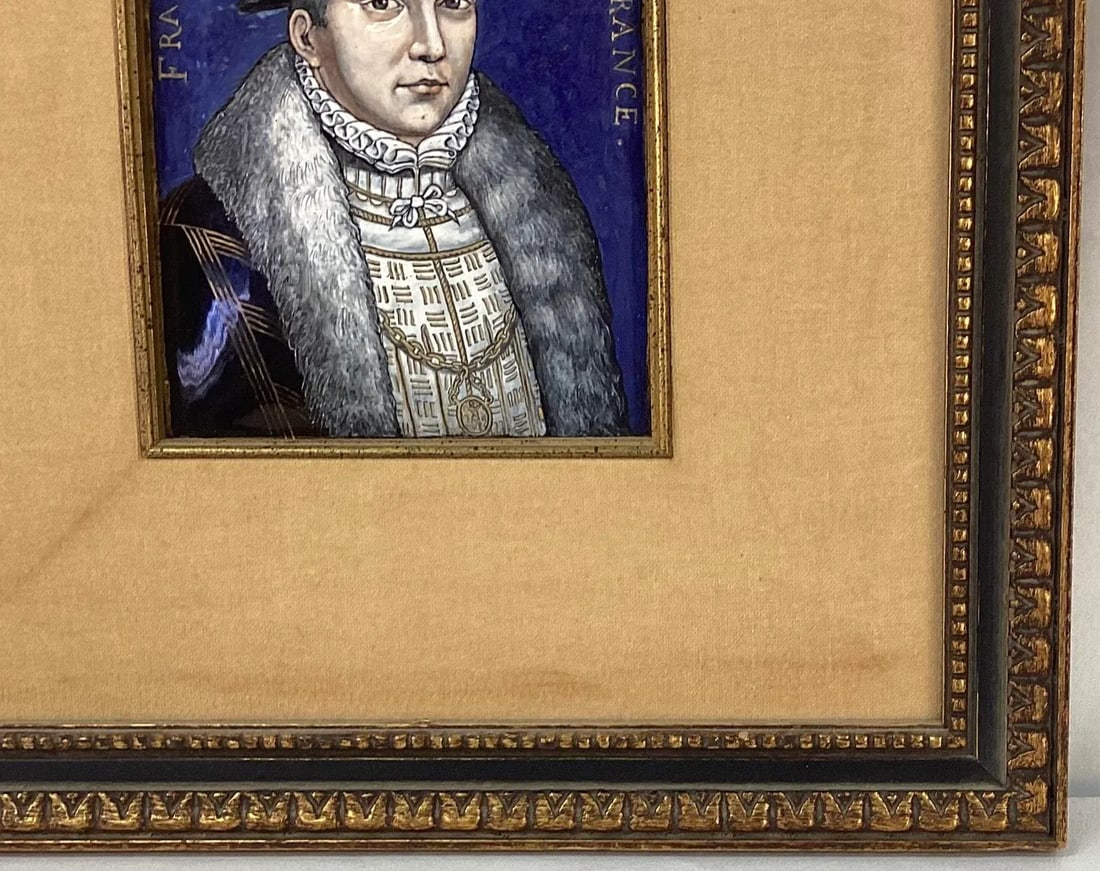 19th Century French Limoges Enamel Portrait Plaque, King Francois II - 5