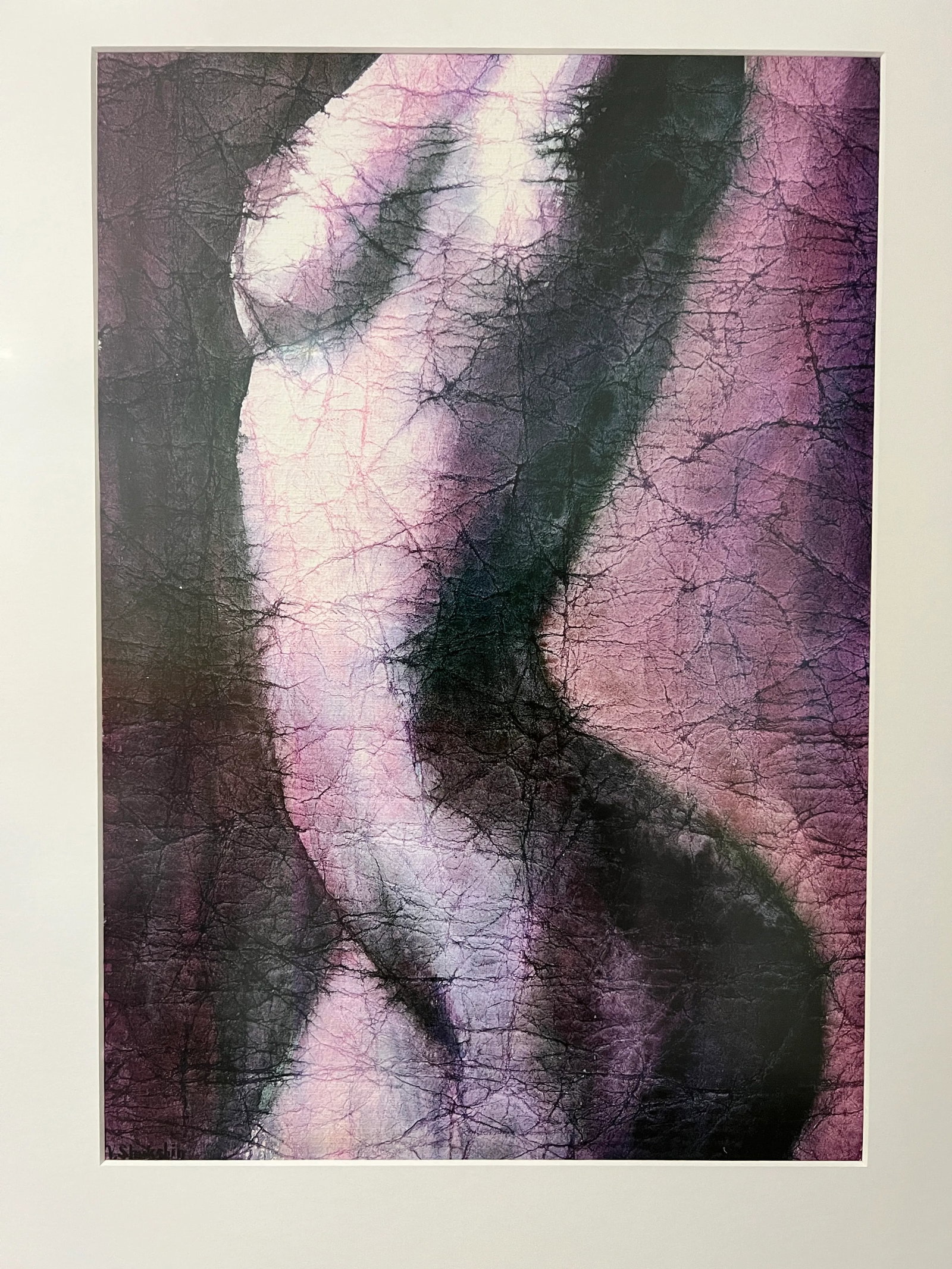 1980s Nude Woman Silhouette Original Painting, Matted and Framed - Set of 2 - 10