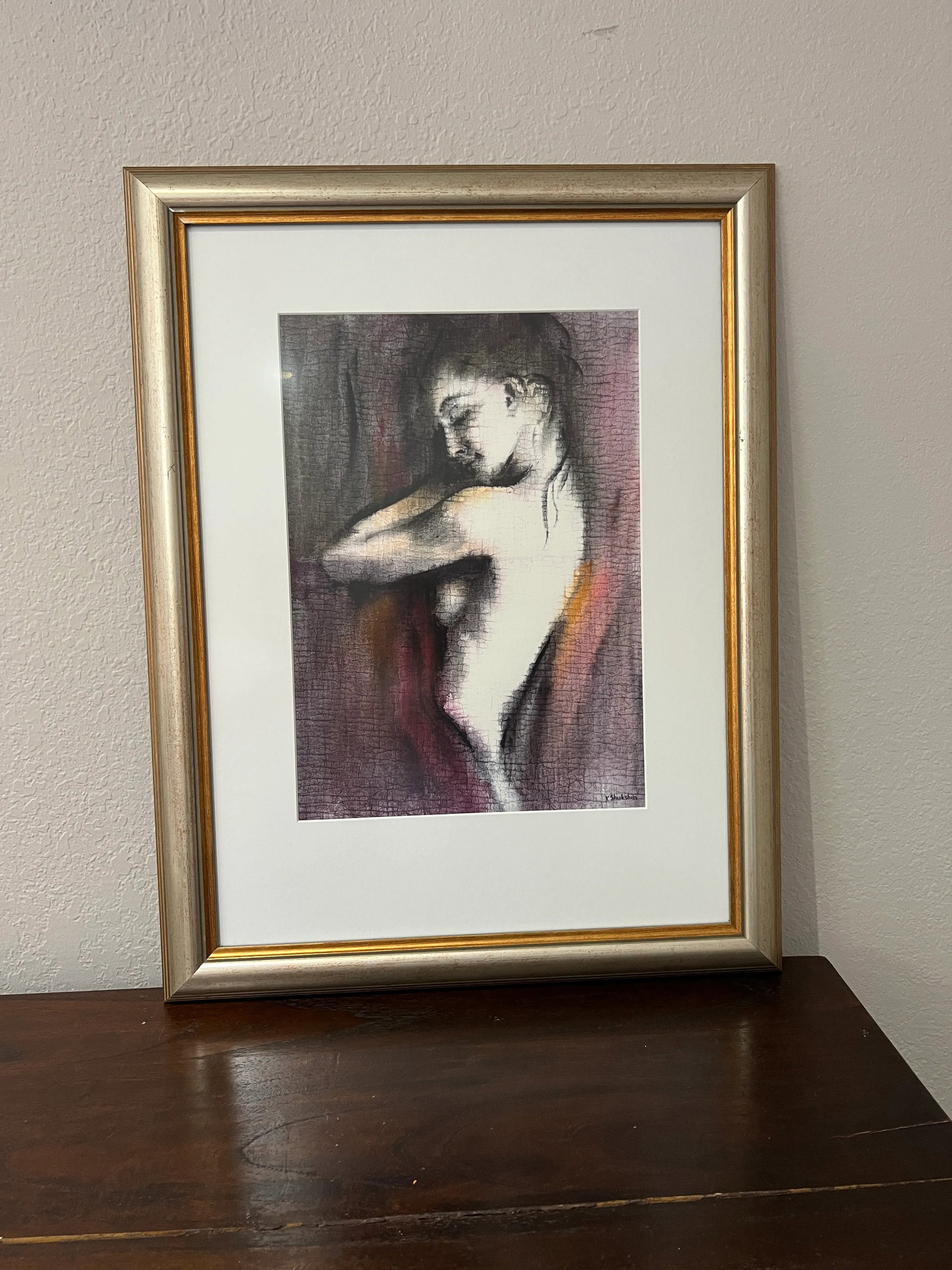 1980s Nude Woman Silhouette Original Painting, Matted and Framed - Set of 2 - 4