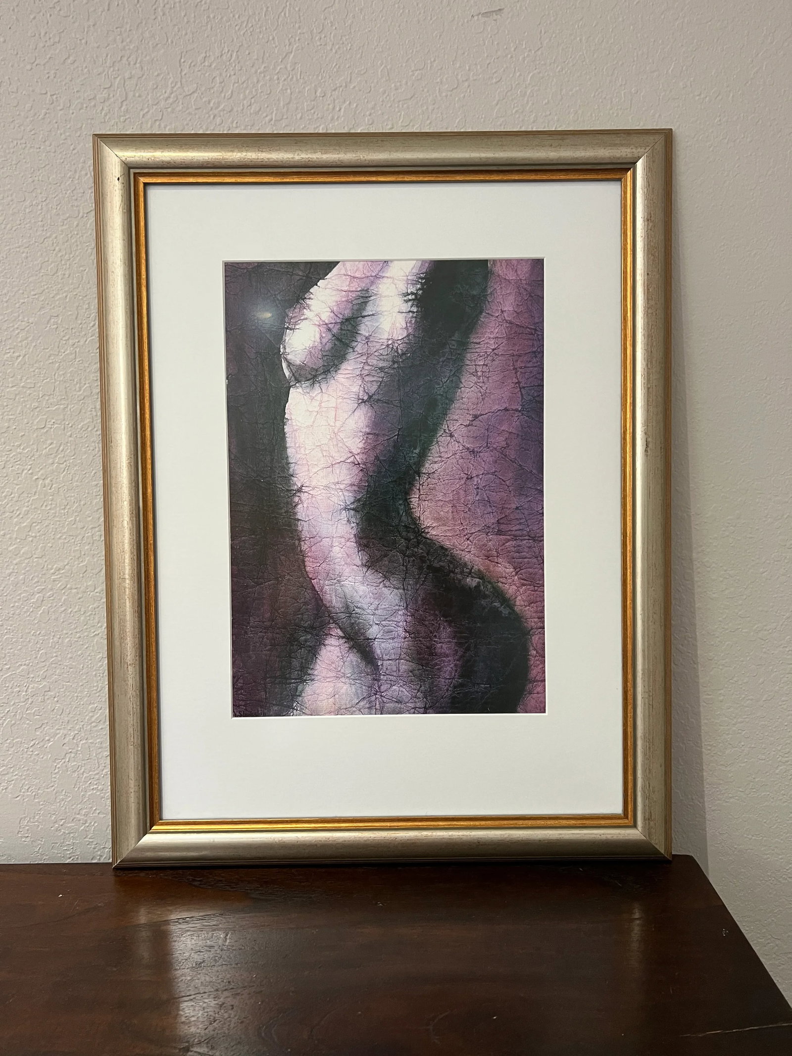 1980s Nude Woman Silhouette Original Painting, Matted and Framed - Set of 2 - 8