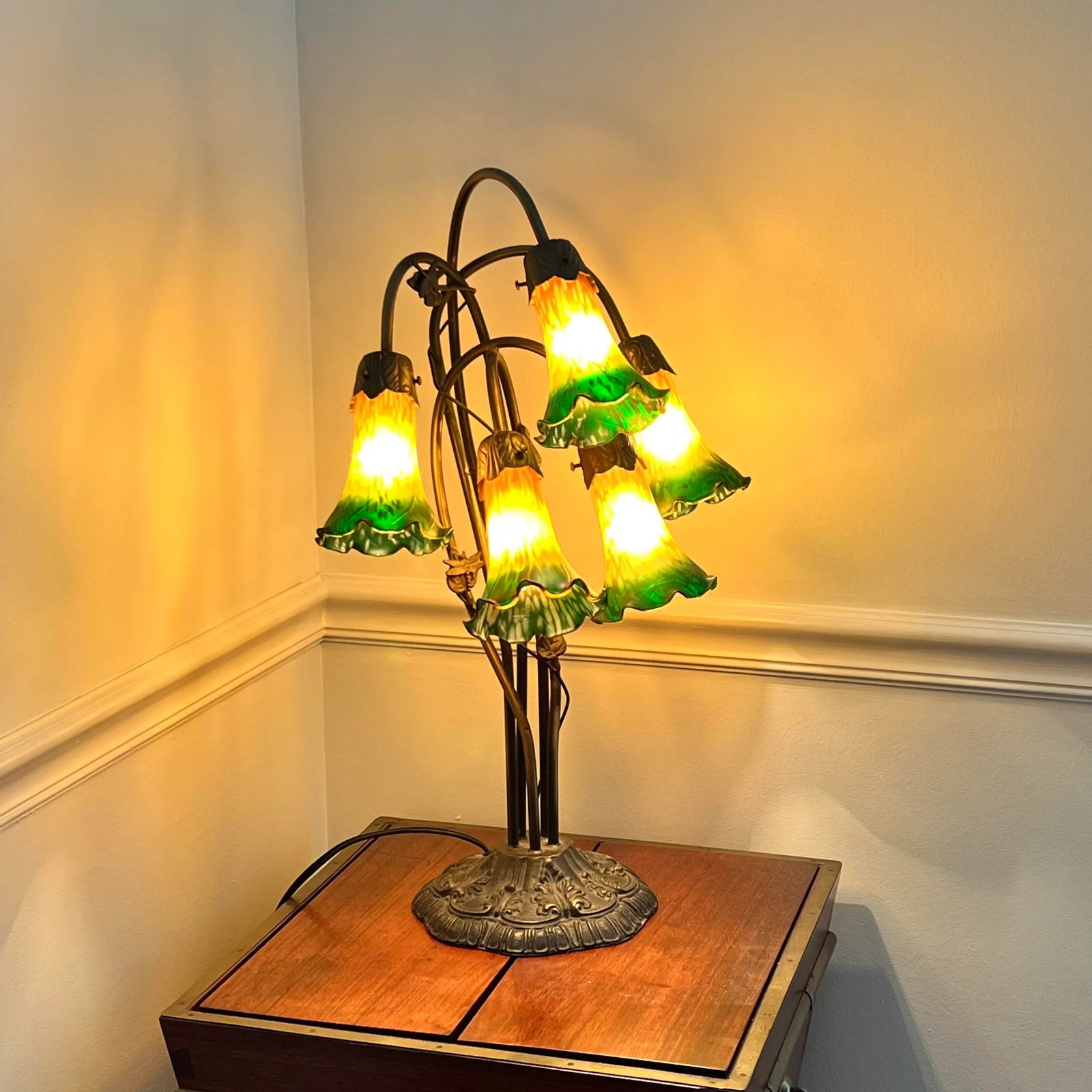 Vintage Five Light Trumpet Shade Lamp - 2