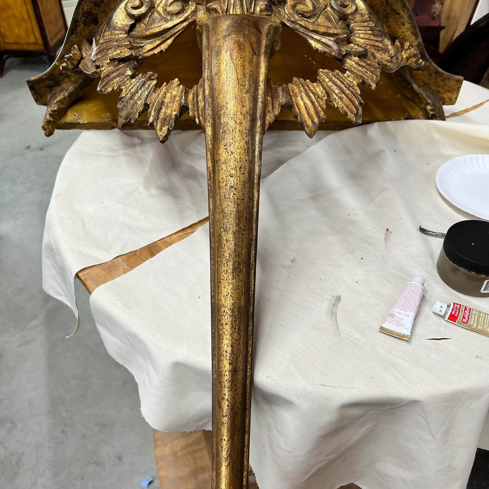 Rare Large Mid Century French Style Gilt Wall Console Table Made in Italy - 11