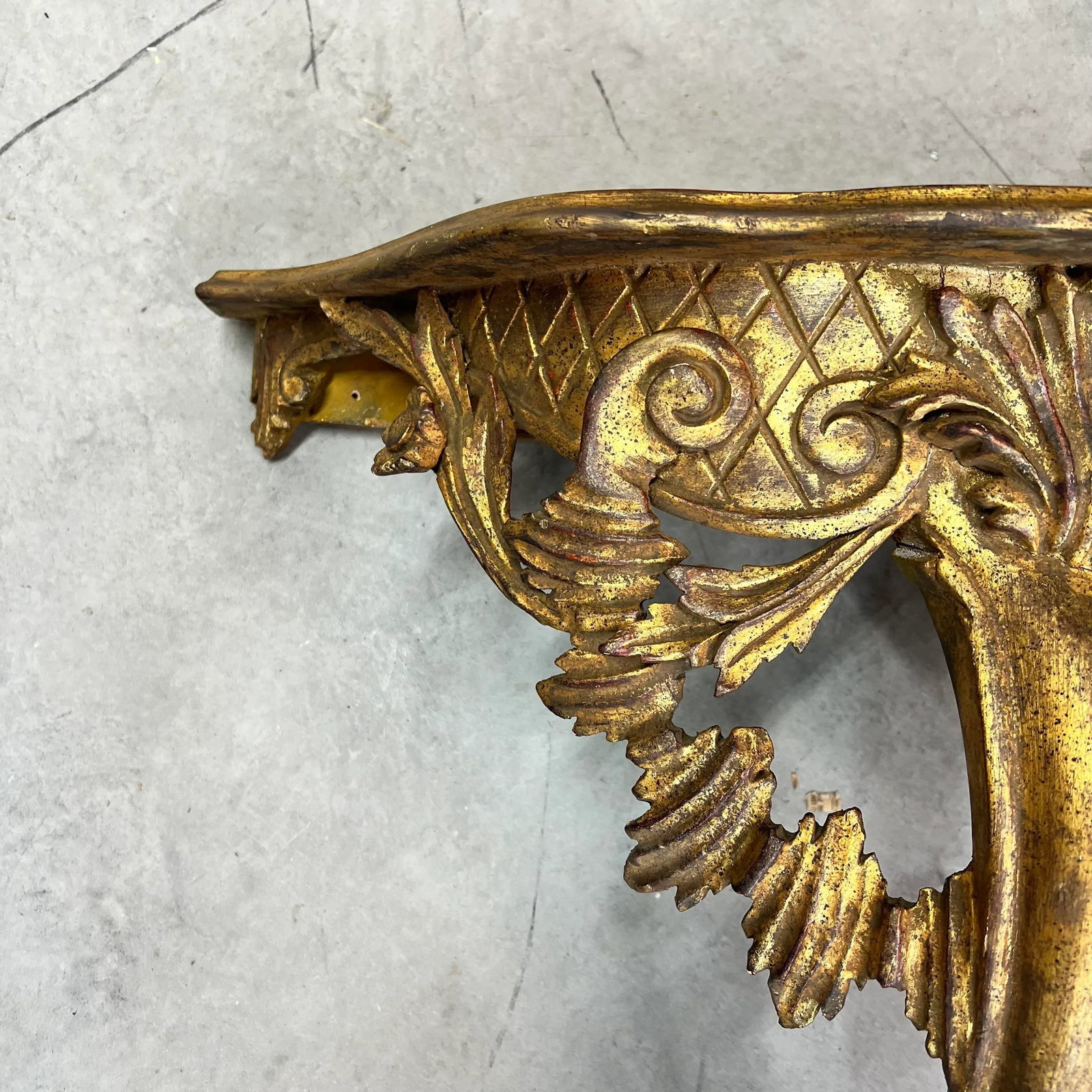Rare Large Mid Century French Style Gilt Wall Console Table Made in Italy - 5