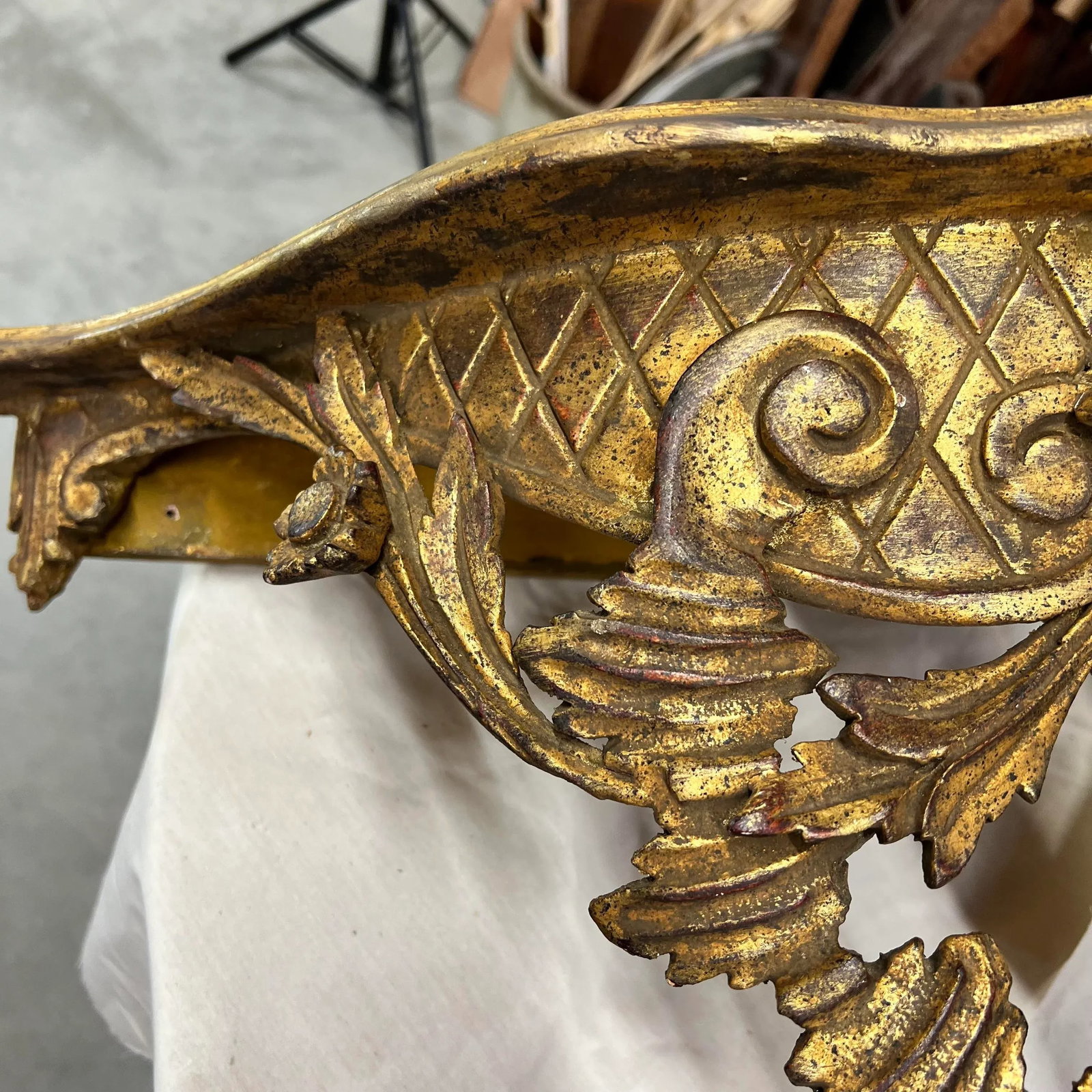 Rare Large Mid Century French Style Gilt Wall Console Table Made in Italy - 7
