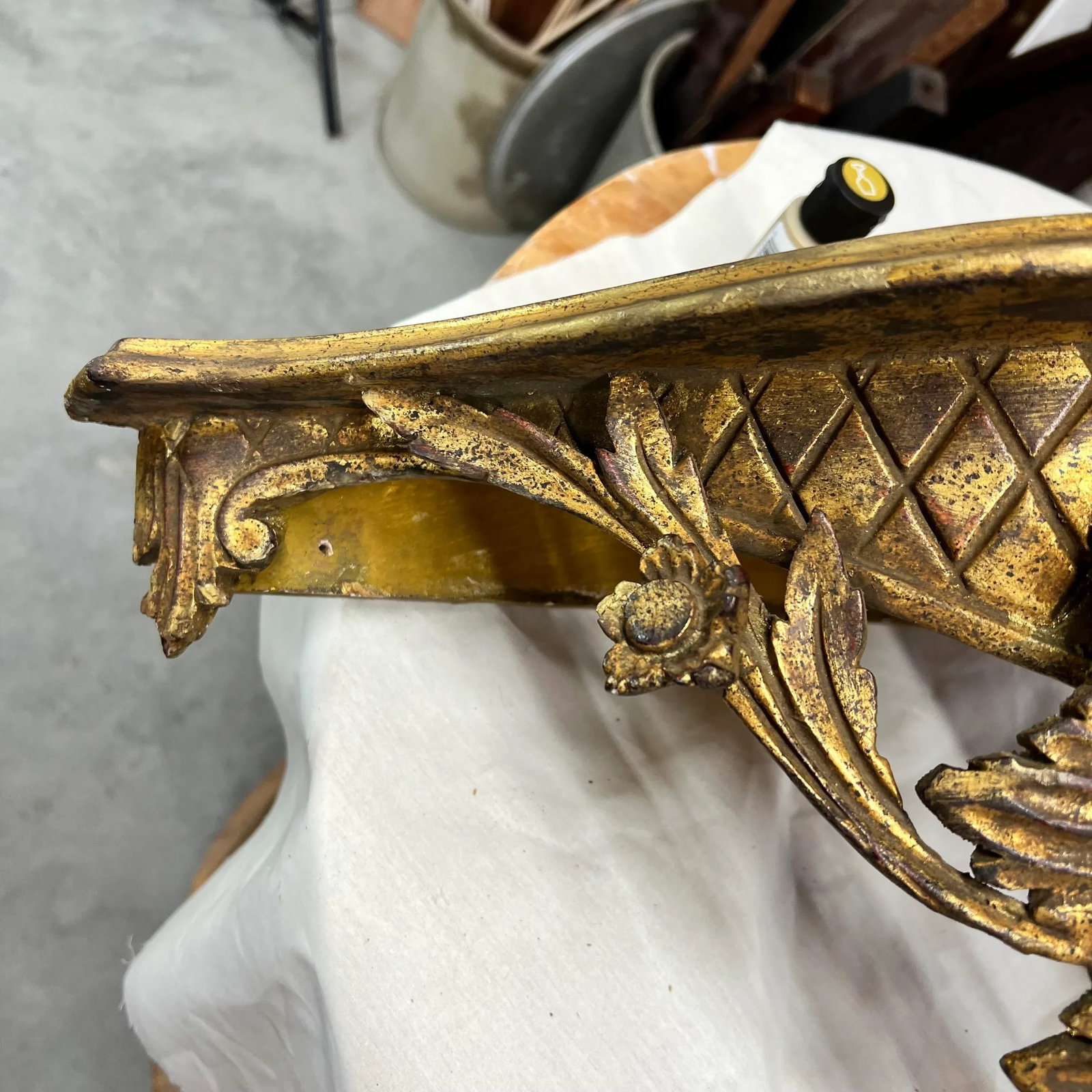 Rare Large Mid Century French Style Gilt Wall Console Table Made in Italy - 8