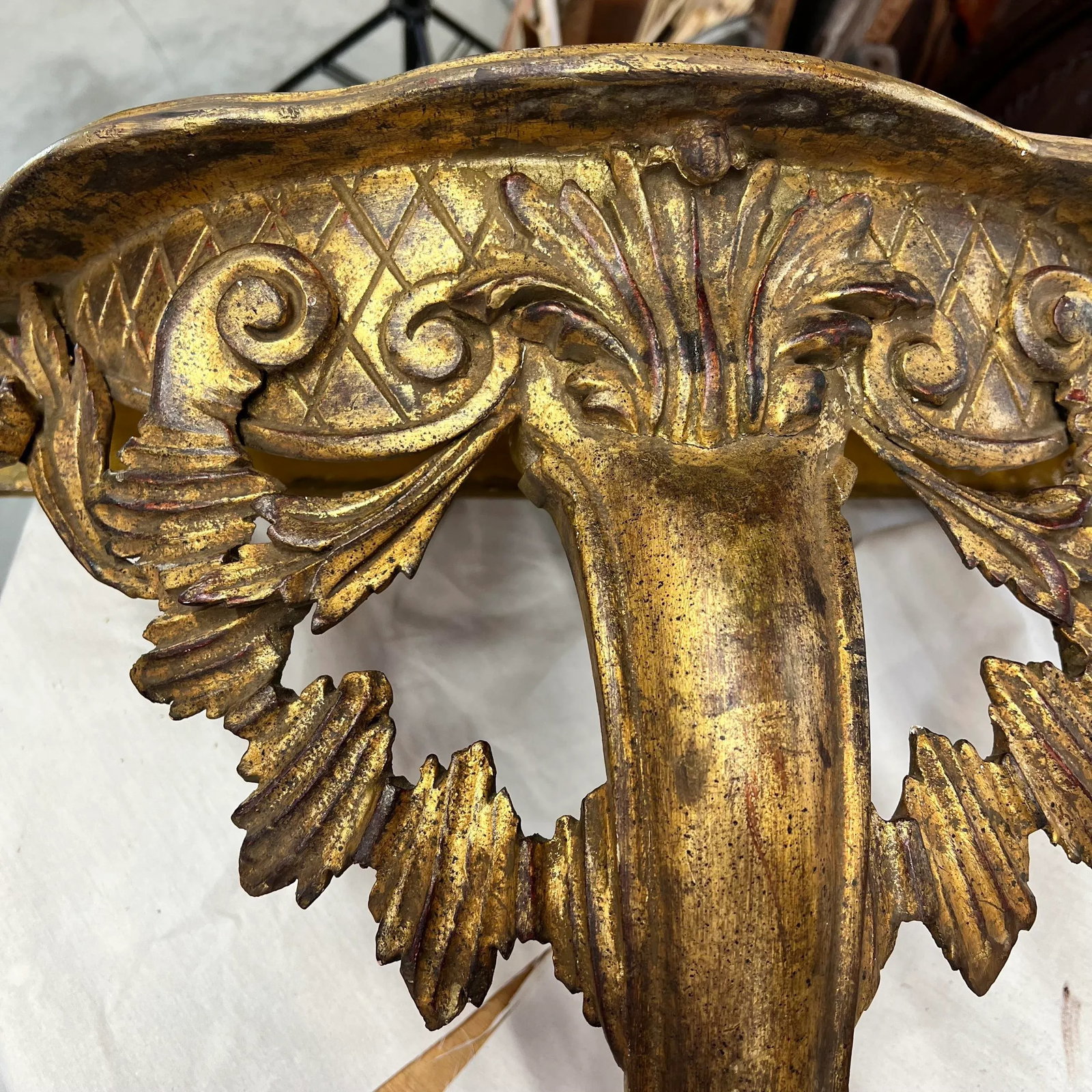 Rare Large Mid Century French Style Gilt Wall Console Table Made in Italy - 9