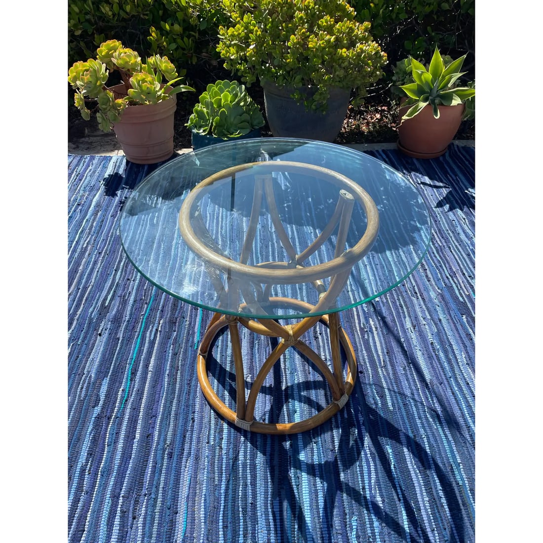 McGuire Vintage Rattan Side Table - 2