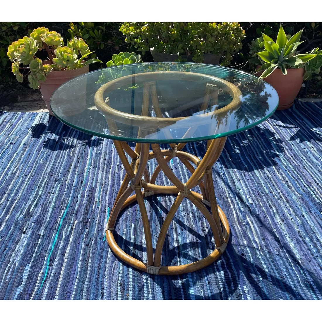 McGuire Vintage Rattan Side Table - 3