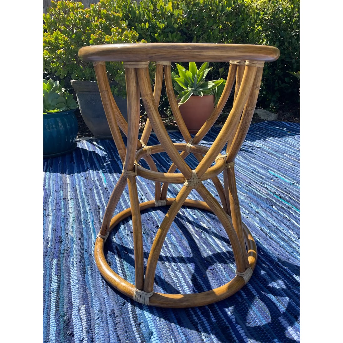 McGuire Vintage Rattan Side Table - 7