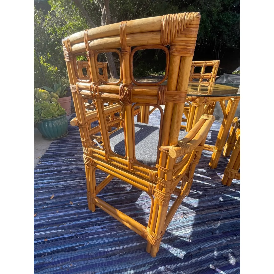 1970s Vintage Rattan Dining Table & Chairs, a Set of 5 - 10