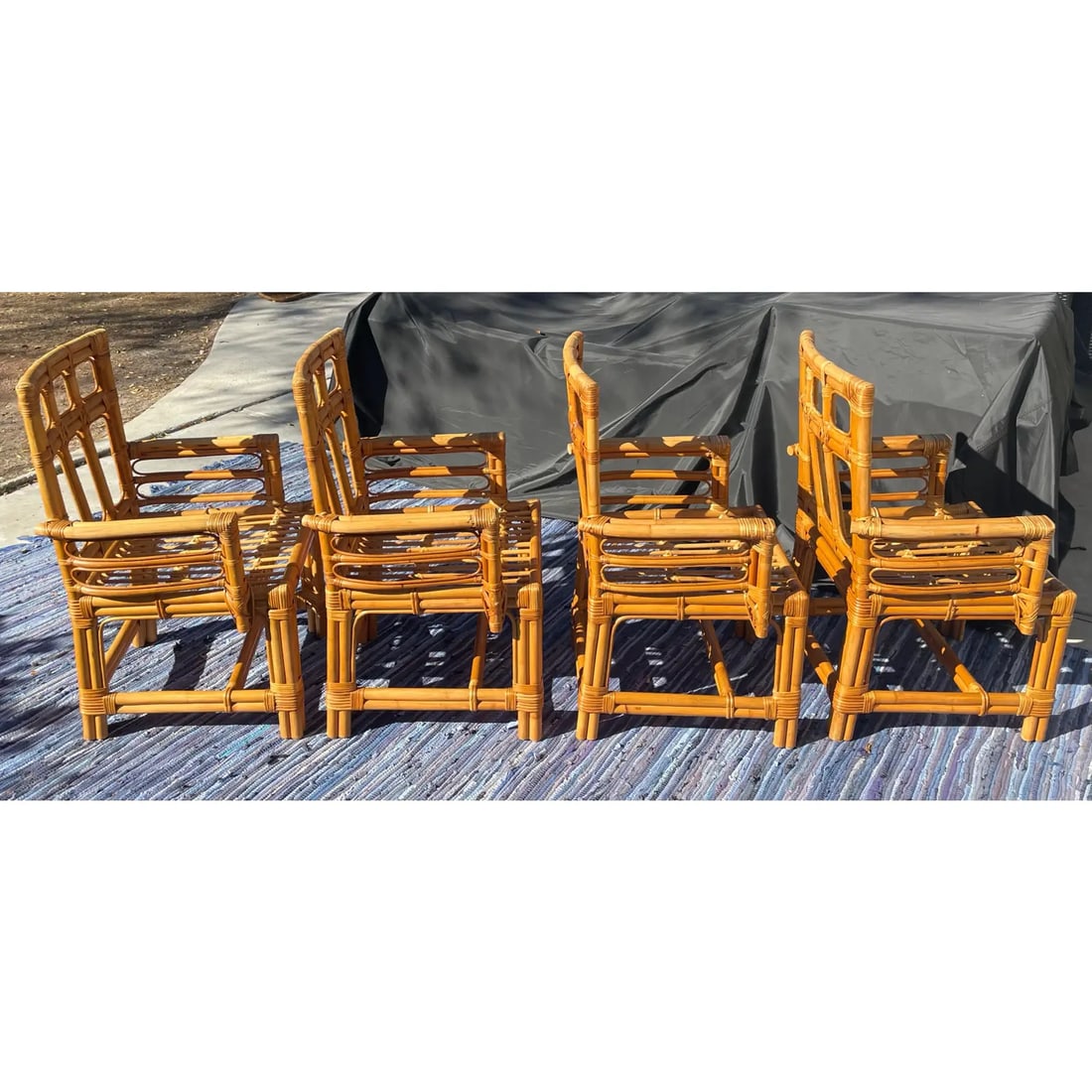 1970s Vintage Rattan Dining Table & Chairs, a Set of 5 - 8
