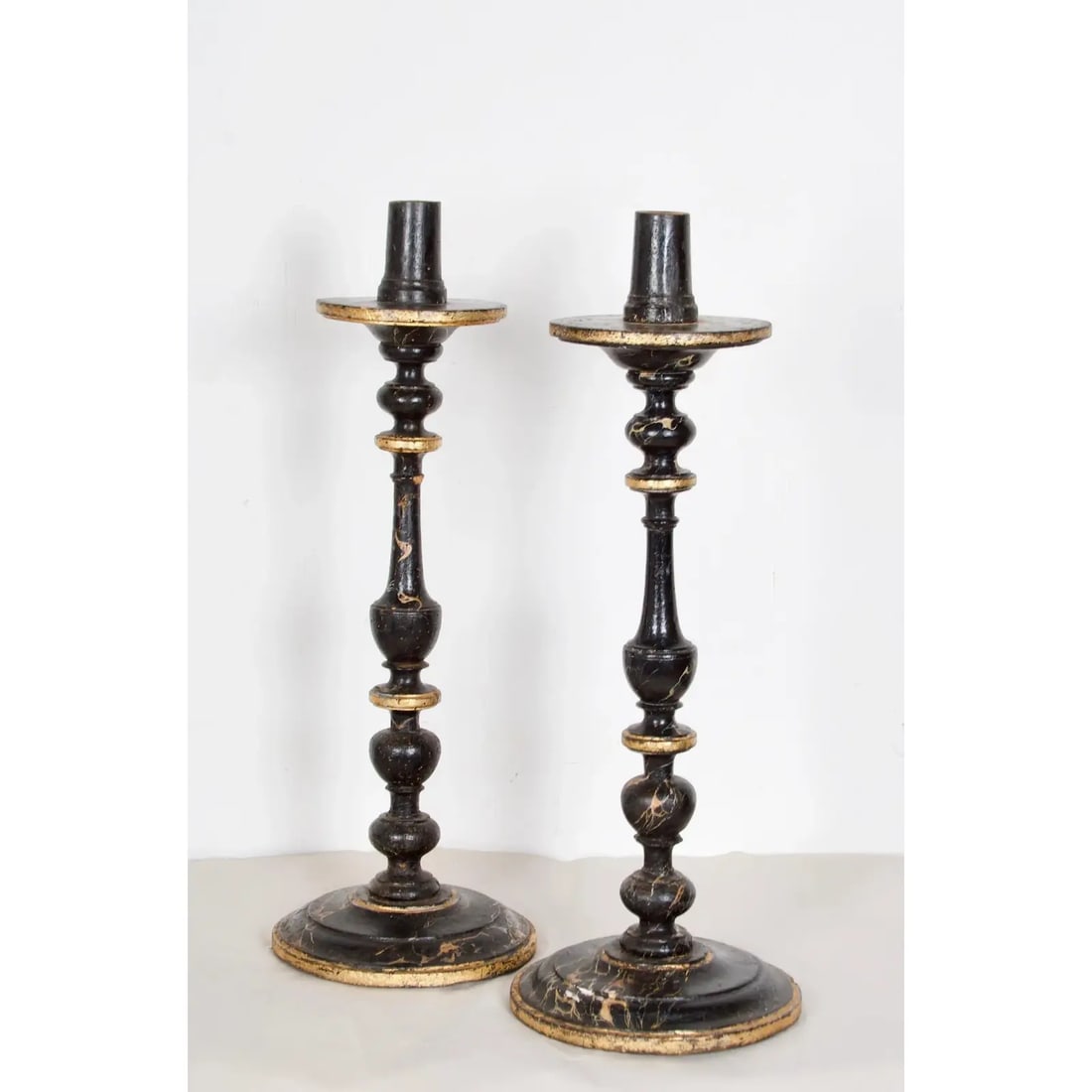 Mid 19th Century Italian Baroque Style Faux Marble Candle Torcheres - a Pair - 2